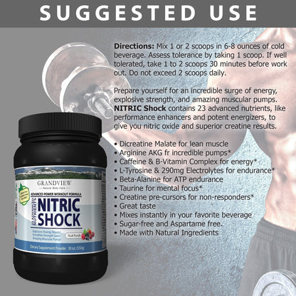 N Shock- Pre Workout Powder, x10 Strength, 44 Servings, (Fruit Punch) Boost Energy Grandview Natural Body CareUS supplements