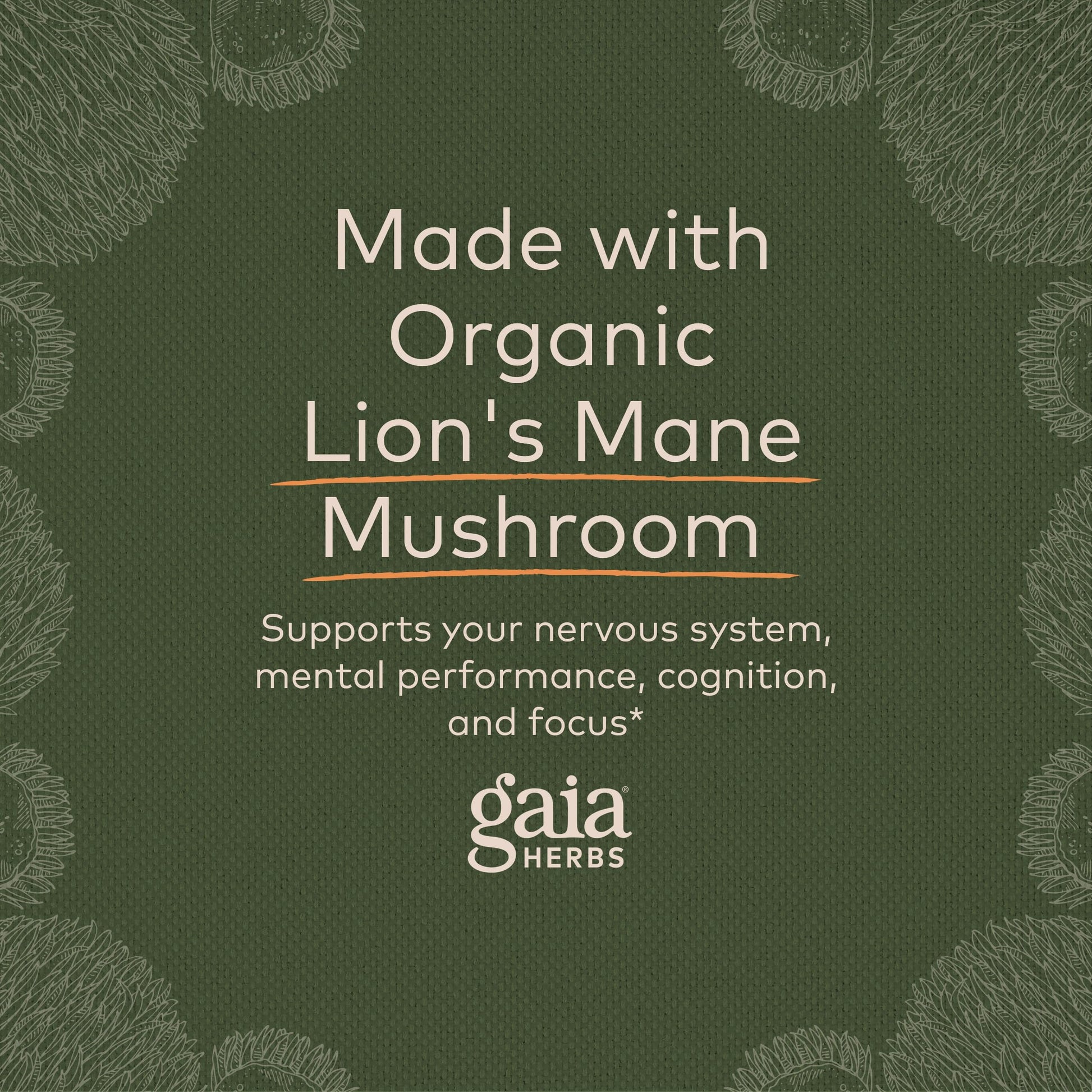 Gaia Herbs Organic Lion’s Mane Mushroom - Brain and Nerve Support Supplement Gaia HerbsUS supplements