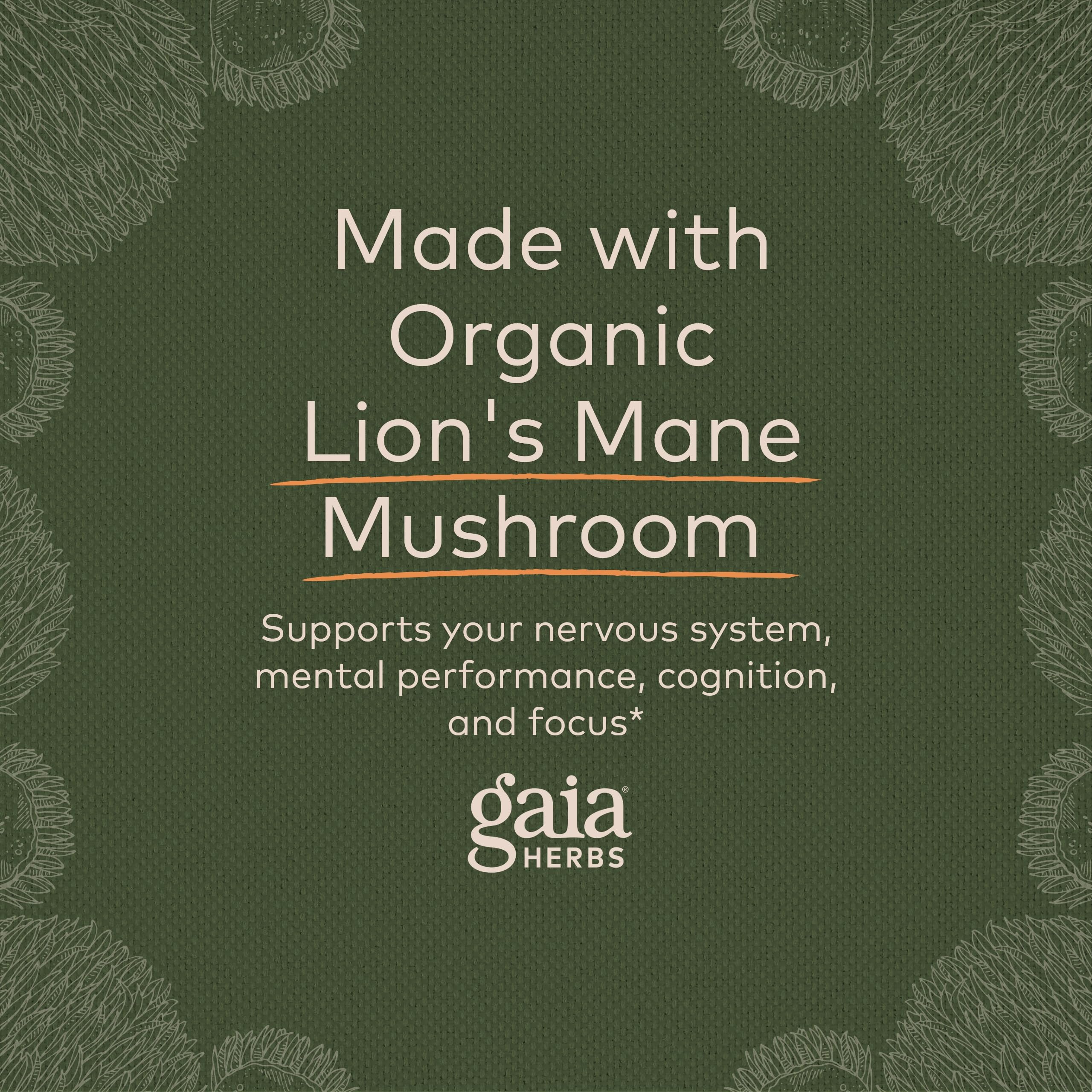 Gaia Herbs Organic Lion’s Mane Mushroom - Brain and Nerve Support Supplement Gaia HerbsUS supplements