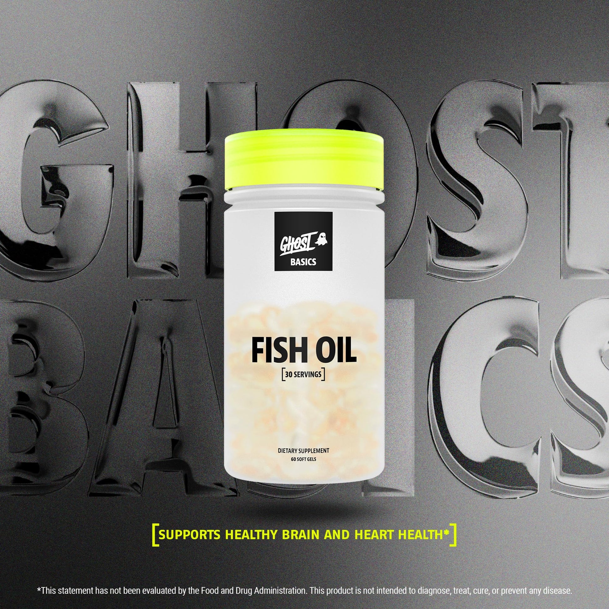 GHOST Basics Fish Oil Supplement, 3000MG Daily Omega 3 Fatty Acids with DHA & EPA for Brain, Heart Health & Immunity Support - Gluten-Free & Soy-Free - 60 Enteric Coated Softgels GHOSTAu supplements