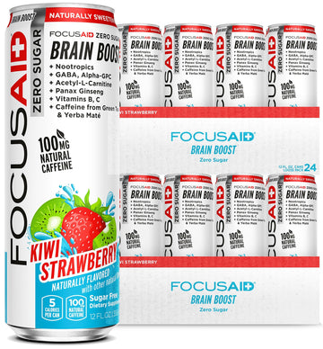 FOCUSAID ZERO SUGAR Nootropics Blend, Alpha-GPC, GABA, 100mg Natural Caffeine from Green Tea, Yerba Mate, Vitamin B-Complex, Keto-Friendly, No Artificial Sweeteners, 12 Fl Oz (Pack of 24) LIFEAIDAu supplements