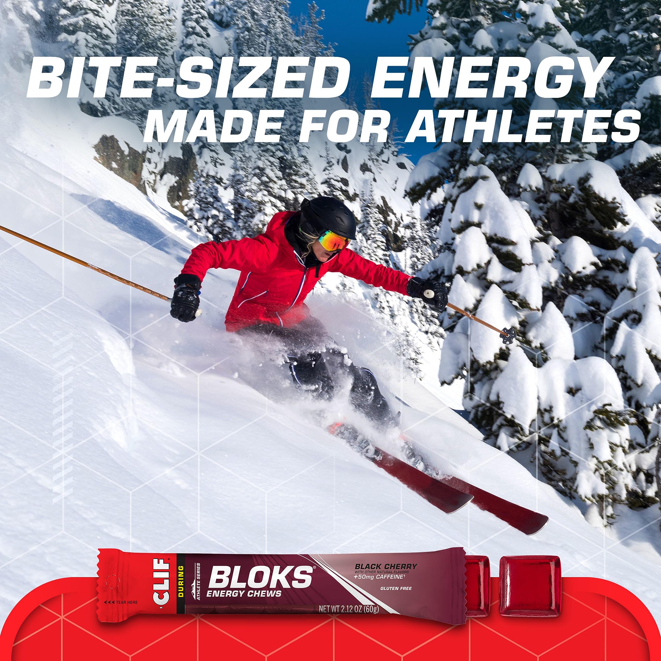 CLIF BLOKS - Black Cherry Flavor with Caffeine - Energy Chews - Non-GMO Clif BarUS supplements