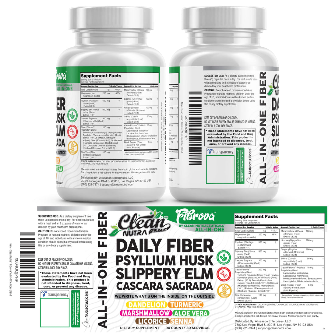 Fiber Supplement Capsules Slippery Elm Psyllium Husk Cascara Sagrada Dandelion Root Turmeric Supplement Aloe Vera Licorice Senna Marshmallow Root Digestive Health Cleanse 90 Pills by Clean Nutra Clean NutraceuticalsAu supplements