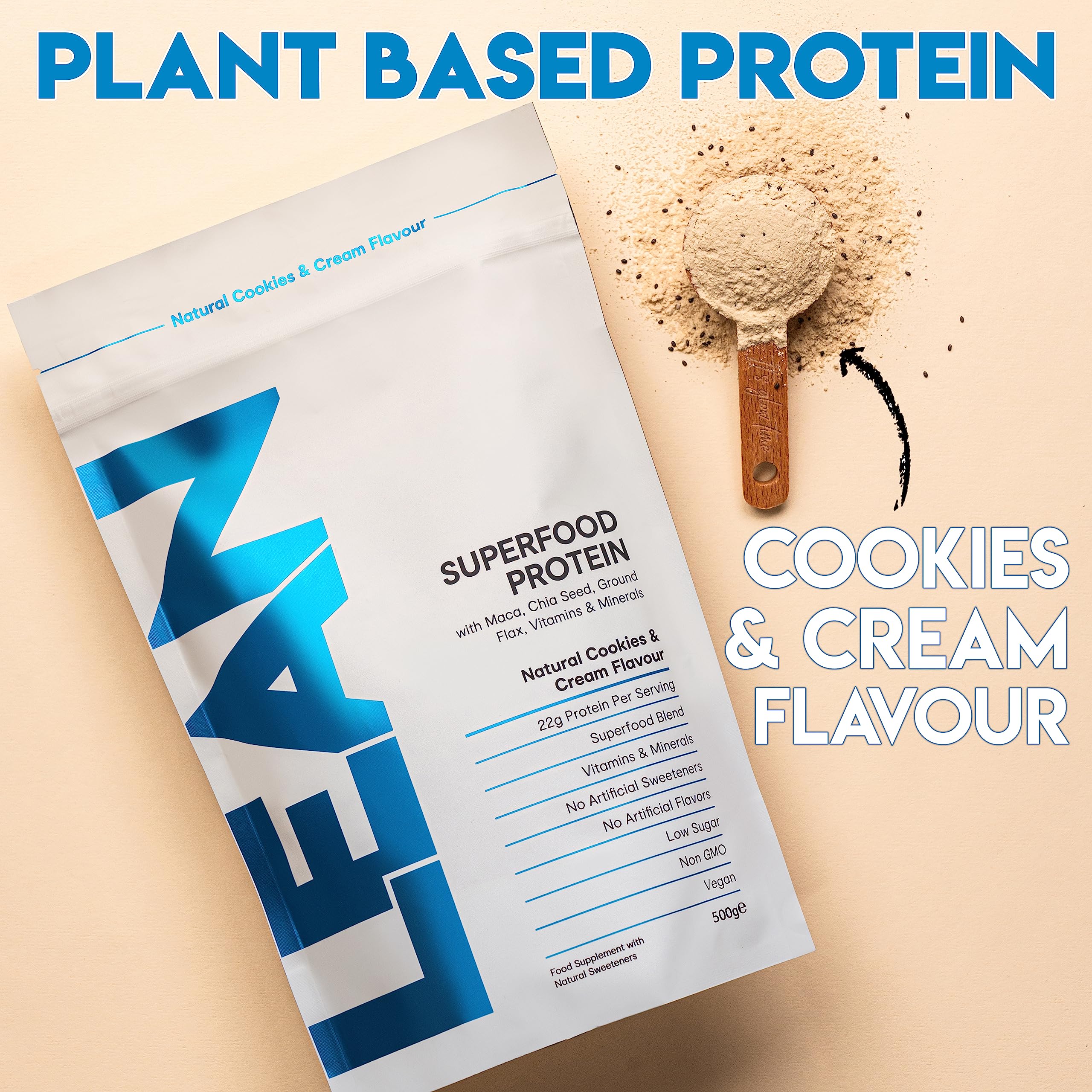 LEAN with Lilly Superfood Protein Vegan Protein Plant Based Protein Cookies and Cream Flavour 500g Lean With LillyAu supplements