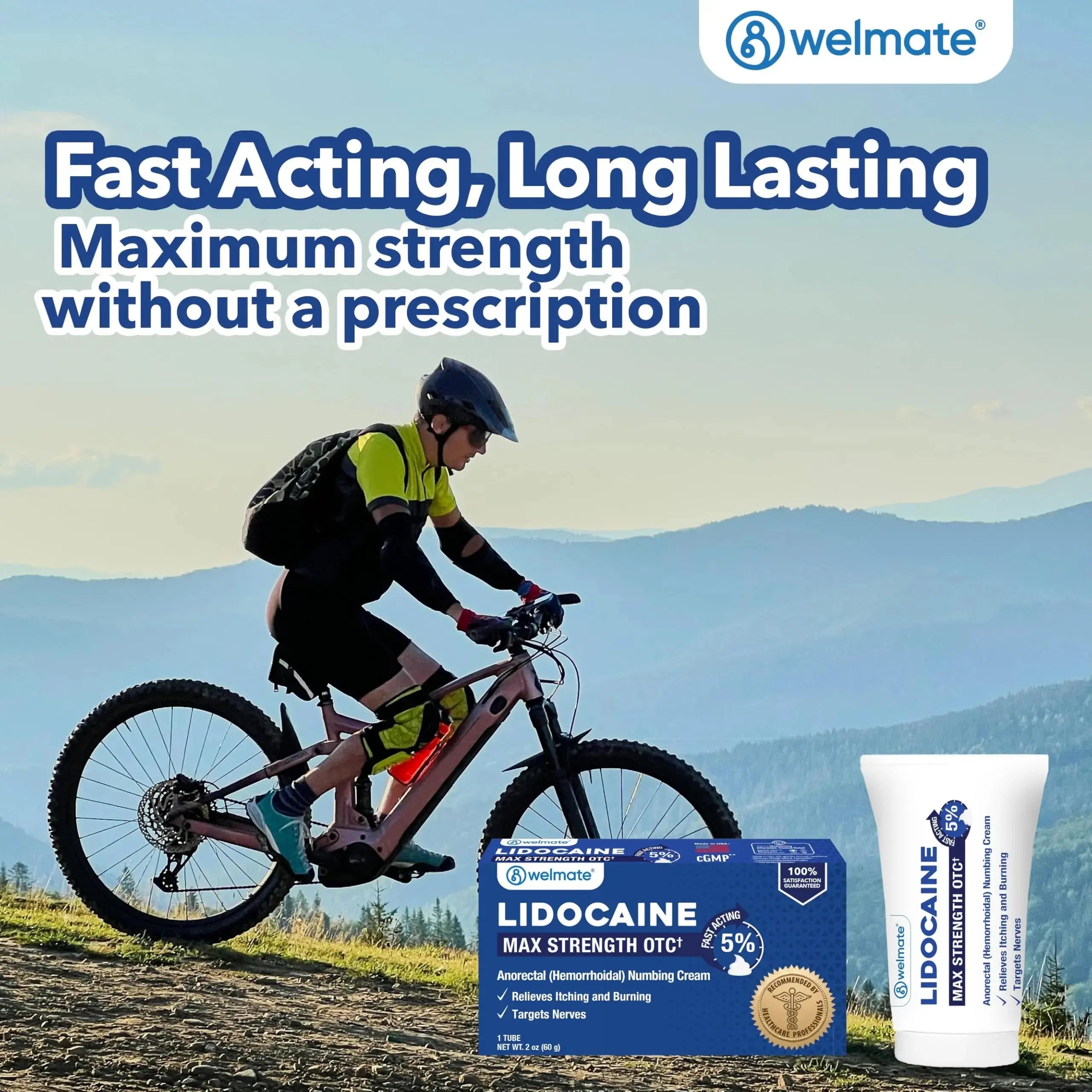 WELMATE 5% Lidocaine Cream for Hemorrhoids – Fast-Acting Lidocaine Numbing Cream & Topical Analgesic Cream for Anorectal Itch Relief, Unscented, Child Resistant Packaging 2 oz (60g) WELMATEAu supplements