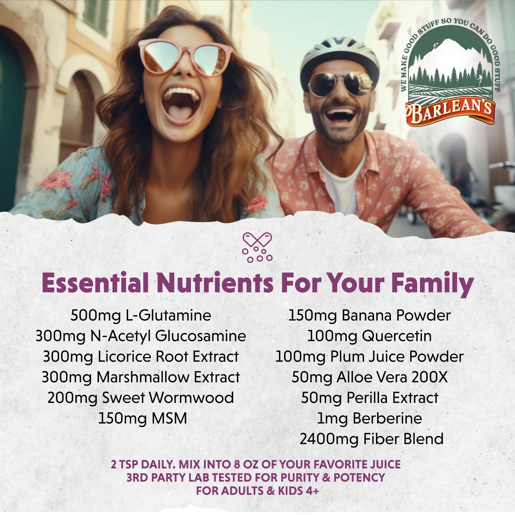 Barlean's Gut Health Powder, Intestinal Repair Fiber and Digestive Support Blend for Men and Women, Mixed Berry Drink Mix, 6.35 oz Barlean'sAu supplements