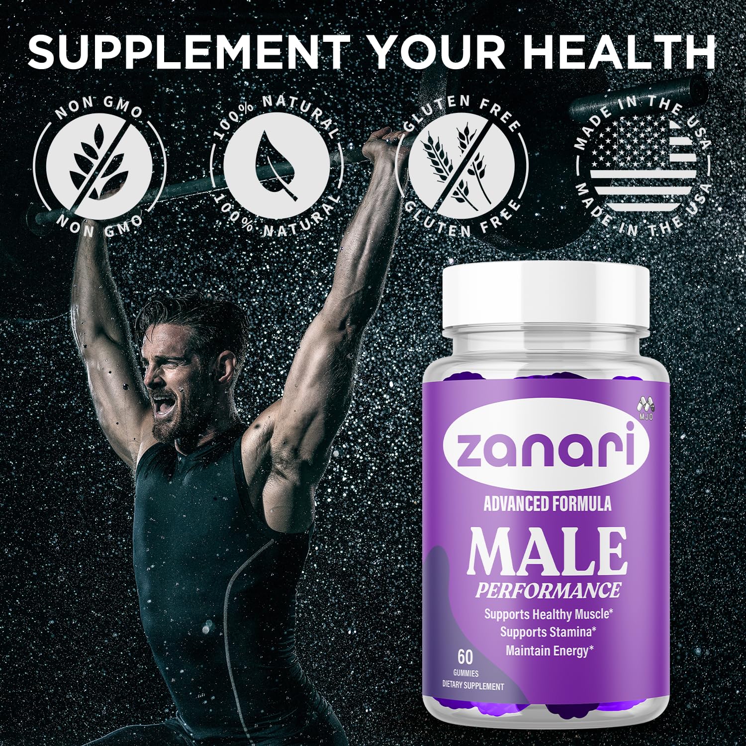 Zanari Gummies, Official Zanari Gummys for Men with All Natural Ingredients, Advanced Formula for Optimal Health & Total Wellness Support with Maximum Strength Active Lifestyle Vitamins (60 Gummies) MJOAu supplements