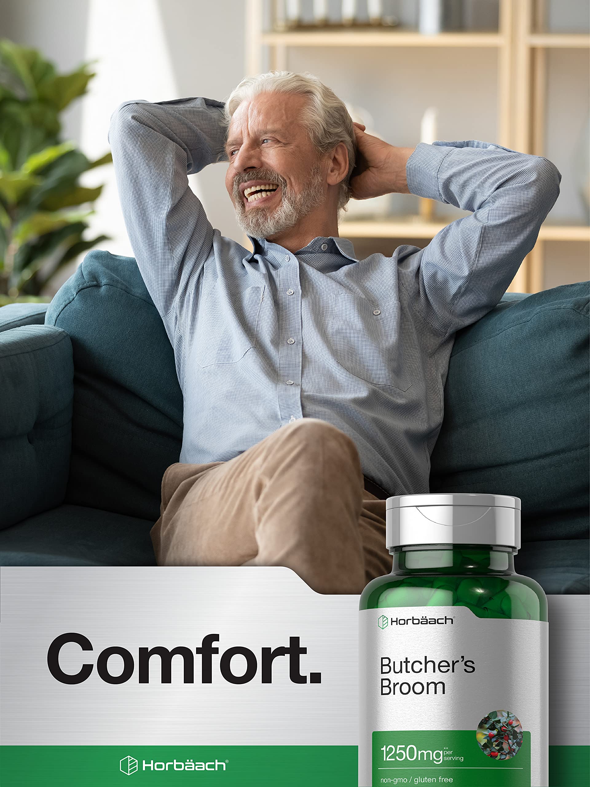 Butchers Broom Capsules 1250mg | 120 Count | Non-GMO, Gluten Free | Traditional Herb HorbäachAu supplements