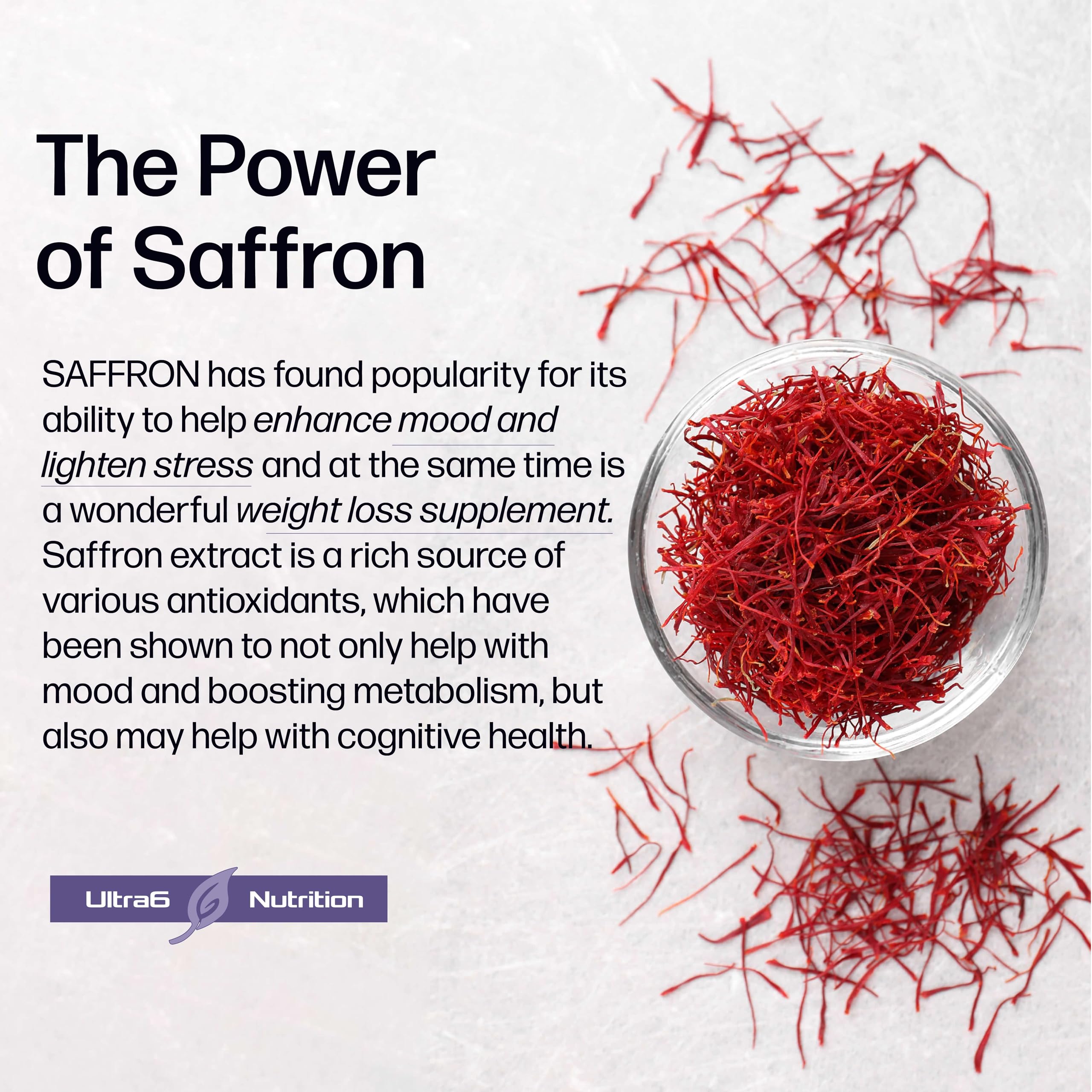 Pure Saffron Extract - Appetite Suppressant for Weight Loss Women & Men - Natural Hunger Ultra6 NutritionUS supplements