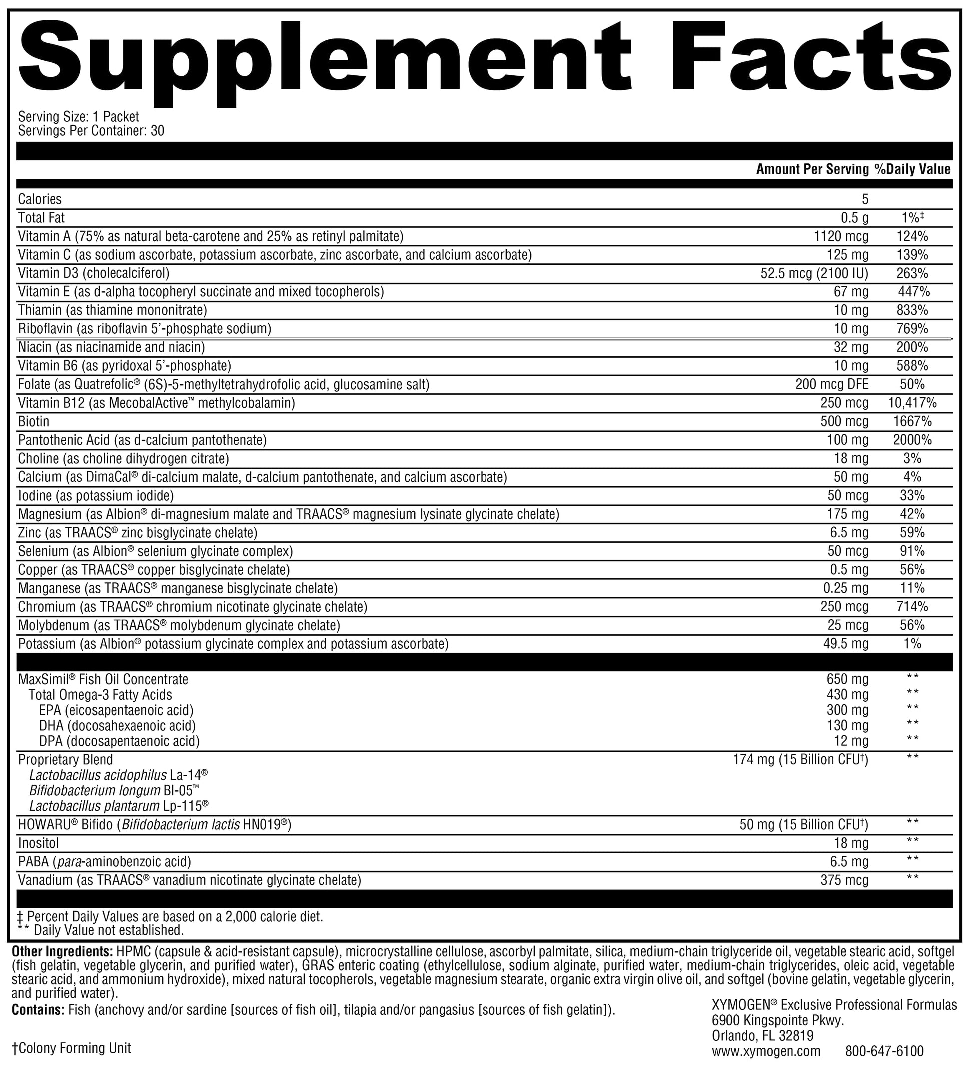 XYMOGEN Foundation Essentials - Daily Supplement Packets for Overall Health - Fish Oil, Magnesium & Probiotics - Travel-Friendly - Gluten-Free & Non-GMO - 30 Packets XYMOGENAu supplements
