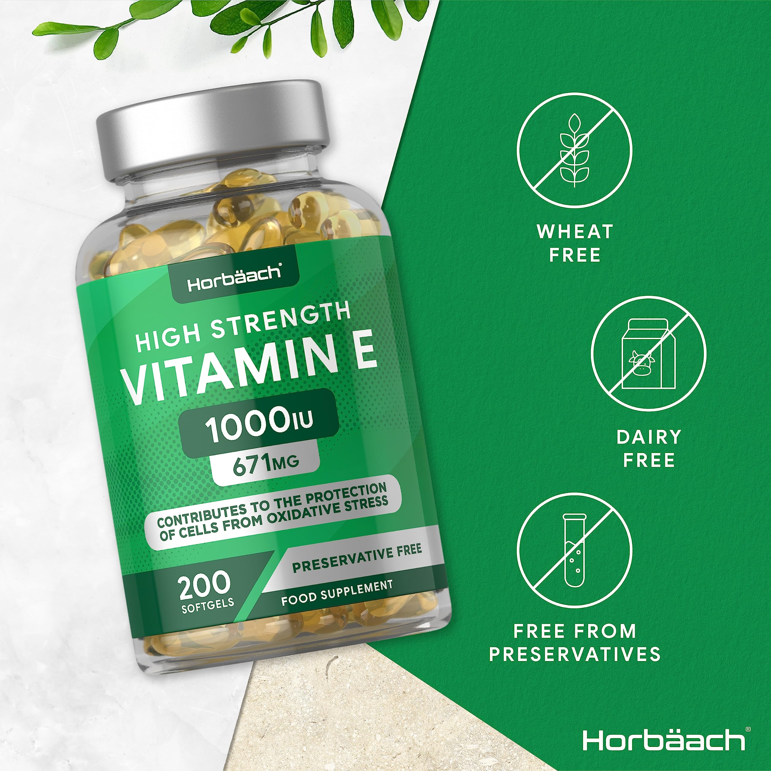 Vitamin E Capsules 1000iu | 200 Count | High Strength Vitamin E as DL-Alpha Tocopheryl HorbäachUS supplements