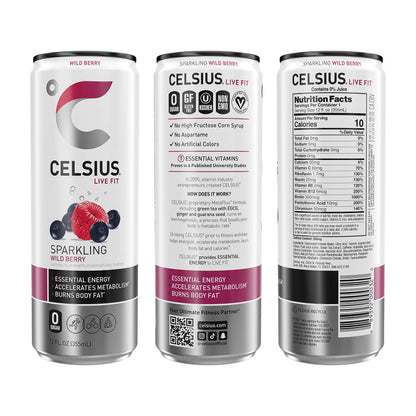 CELSIUS Sparkling Wild Berry, Functional Essential Energy Drink 12 Fl Oz (Pack of 12) CELSIUSUS supplements