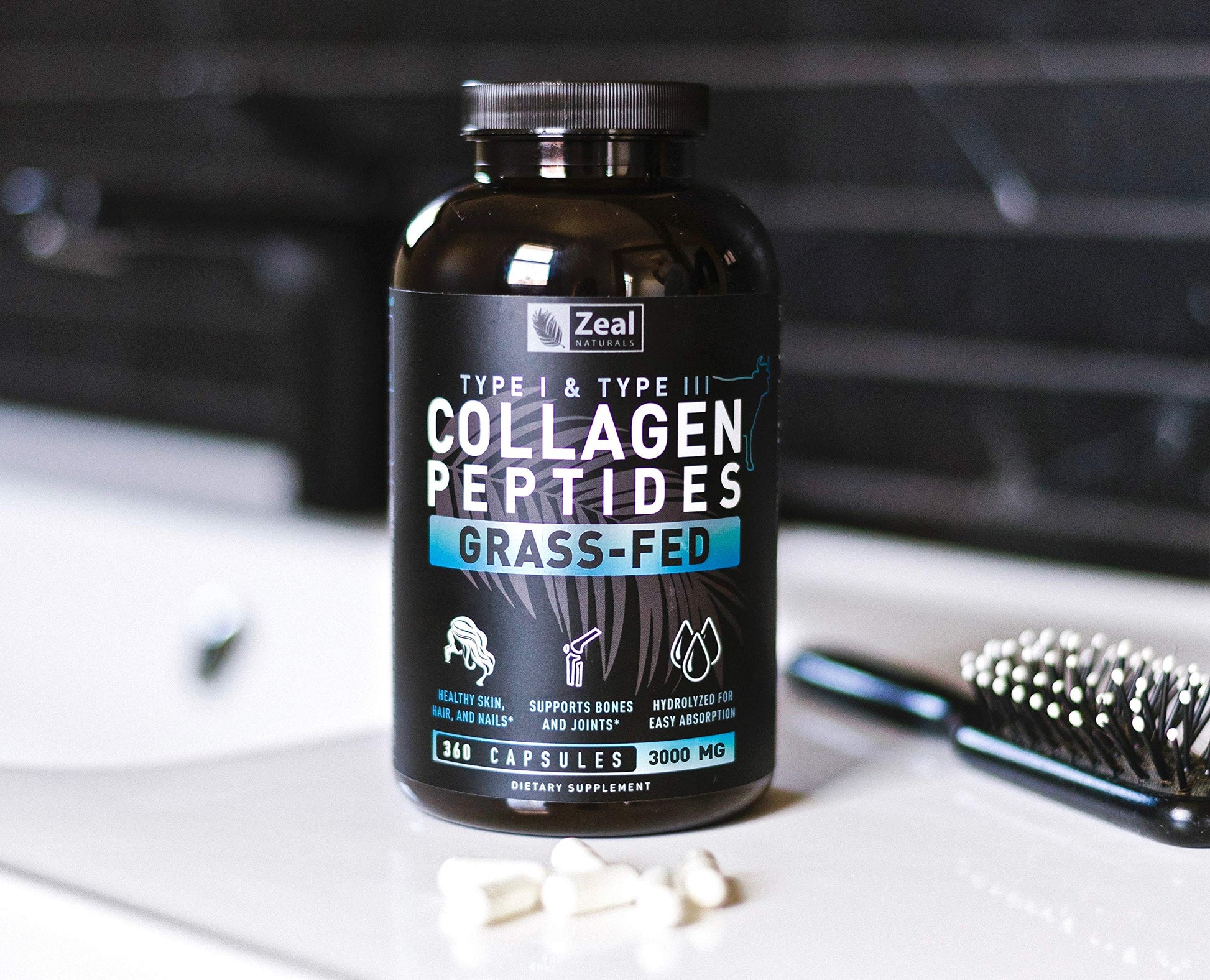 Zeal Naturals Collagen Peptides Collagen Pills (360 Capsules) Grass Fed Collagen Pepetide Powder - Hydrolyzed Collagen Powder for JointTendon SupplementHair Skin and Nails - Zeal NaturalsAu supplements