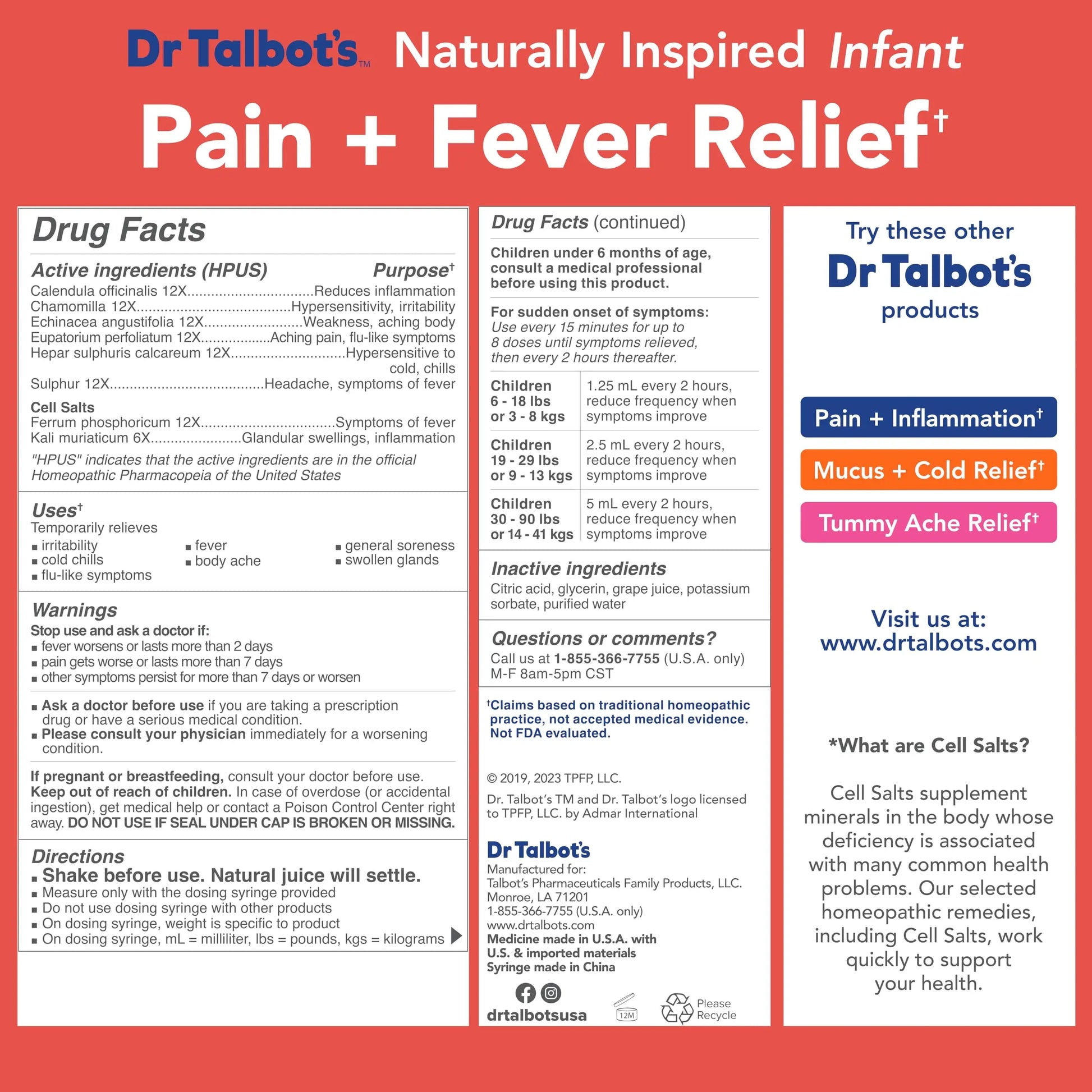 Dr. Talbot's Infant Pain and Fever Relief Liquid Medicine - 4 fl oz - 6+ Months - Grape Juice Flavor - No Alcohol, Dyes, or Parabens - Baby Essentials Dr. Talbot'sAu supplements