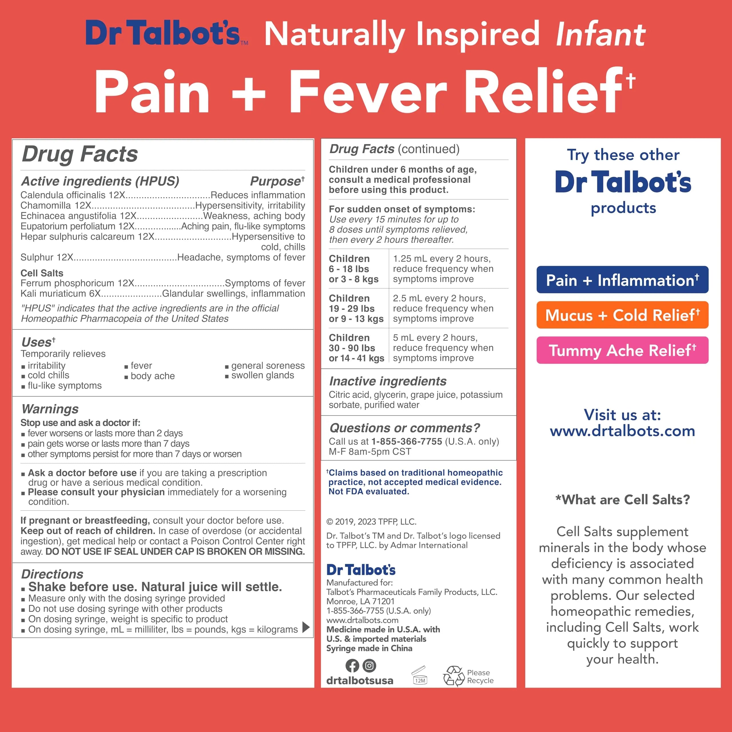 Dr. Talbot's Infant Pain and Fever Relief Liquid Medicine - 4 fl oz - 6+ Months - Grape Juice Flavor - No Alcohol, Dyes, or Parabens - Baby Essentials Dr. Talbot'sAu supplements