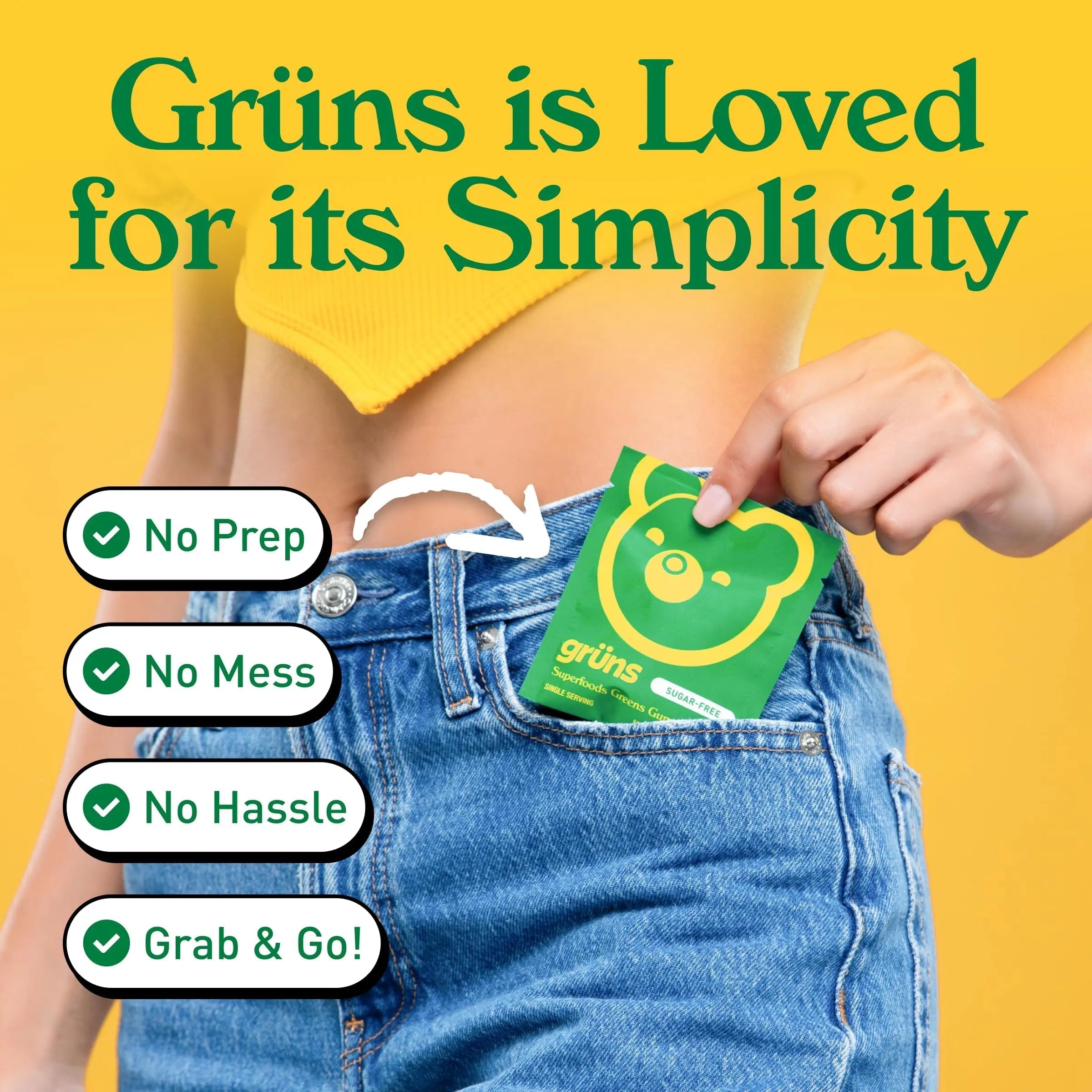 Gruns Adults Super Greens Multivitamin Gummies, Superfood Vitamin Gummy Bears with Spirulina, Chlorella, Prebiotic Fiber for Digestive Health GrünsAu supplements