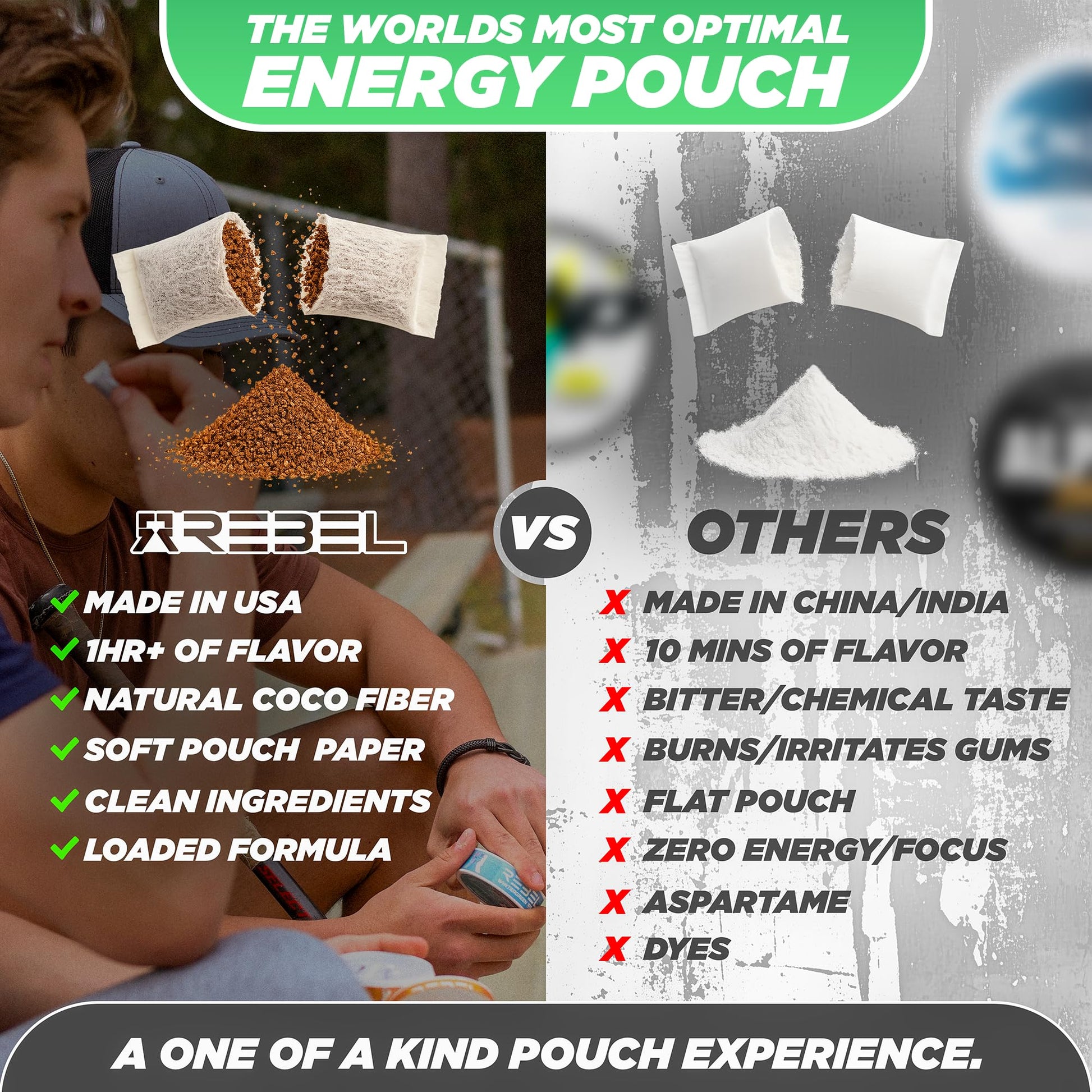Rebel Nootropic Energy Caffeine Pouches (Cool Mint) • 100mg Caffeine • Alpha GPC • Huperzine A & Essential Vitamins • Sugar-Free • Coconut Fiber Technology • 15 Pouches Per Can (Pack of 4) Rebel SupplementsAu supplements