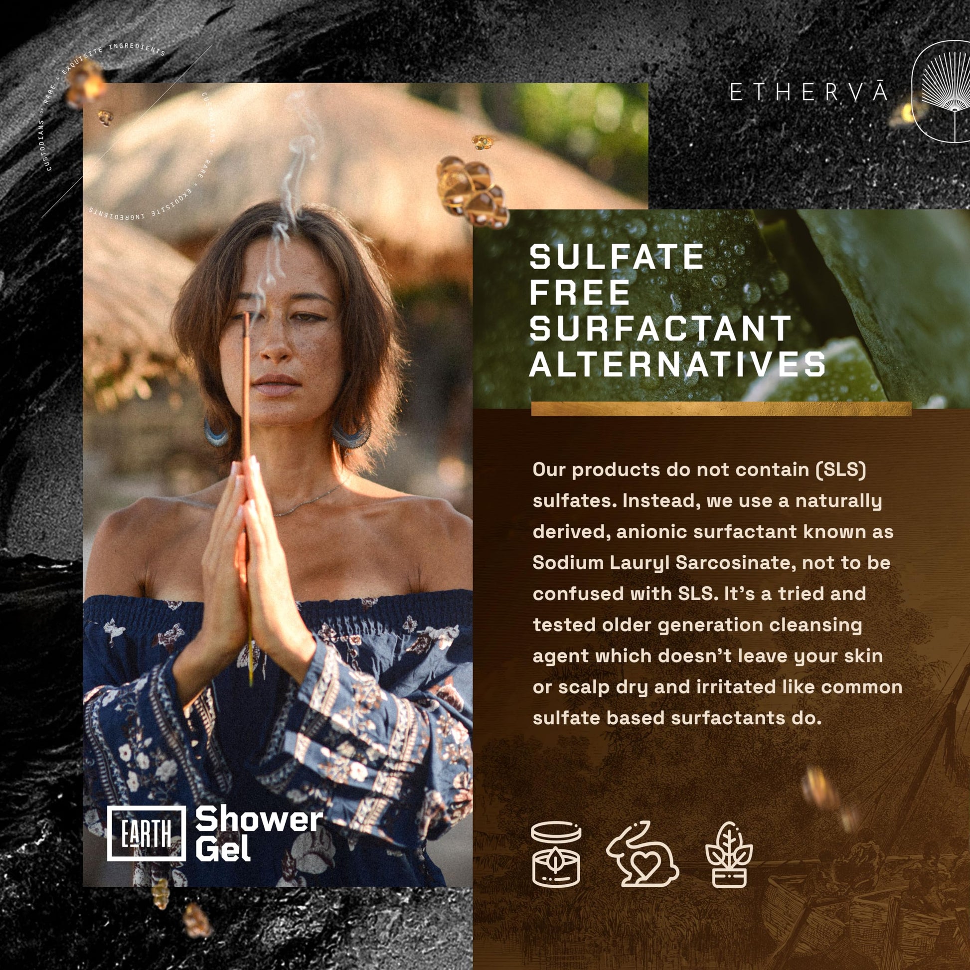 ETHERVA EARTH Body Wash for Men & Women | Patchouli, Vetiver, Incense, Virgin Coconut Oil ETHERVAAu supplements