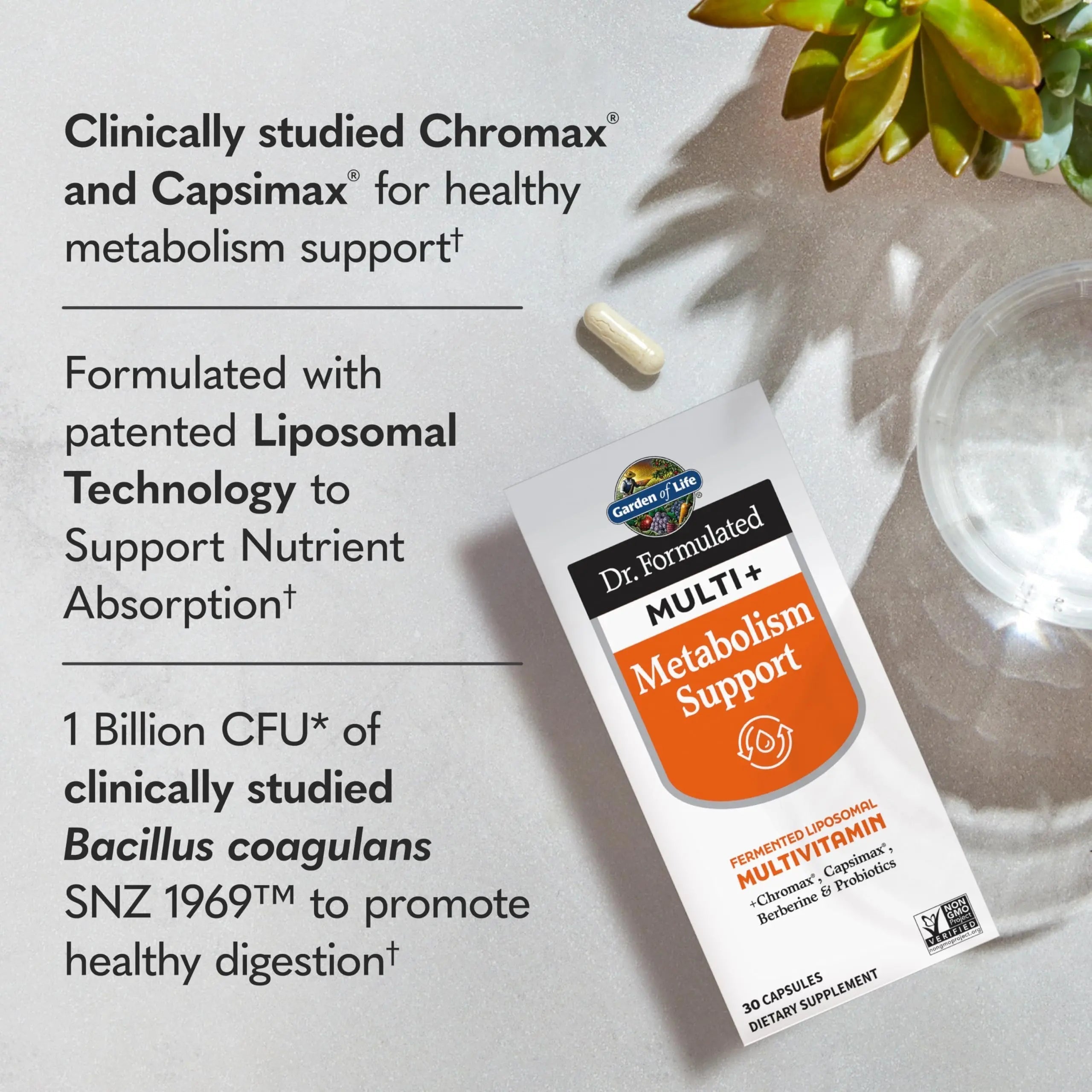Garden of Life Dr. Formulated Multi+ Metabolism Support - Fermented Liposomal Multivitamin + Chromax, Capsimax, Berberine & Probiotics - 30 Capsules Garden of LifeAu supplements