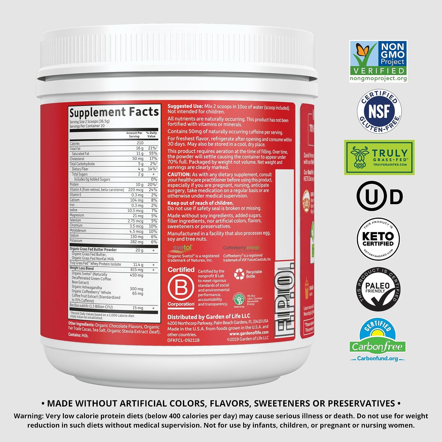 Garden of Life Dr. Formulated Keto Fit Weight Loss Shake - Chocolate Powder, 10 Servings Garden of LifeUS supplements