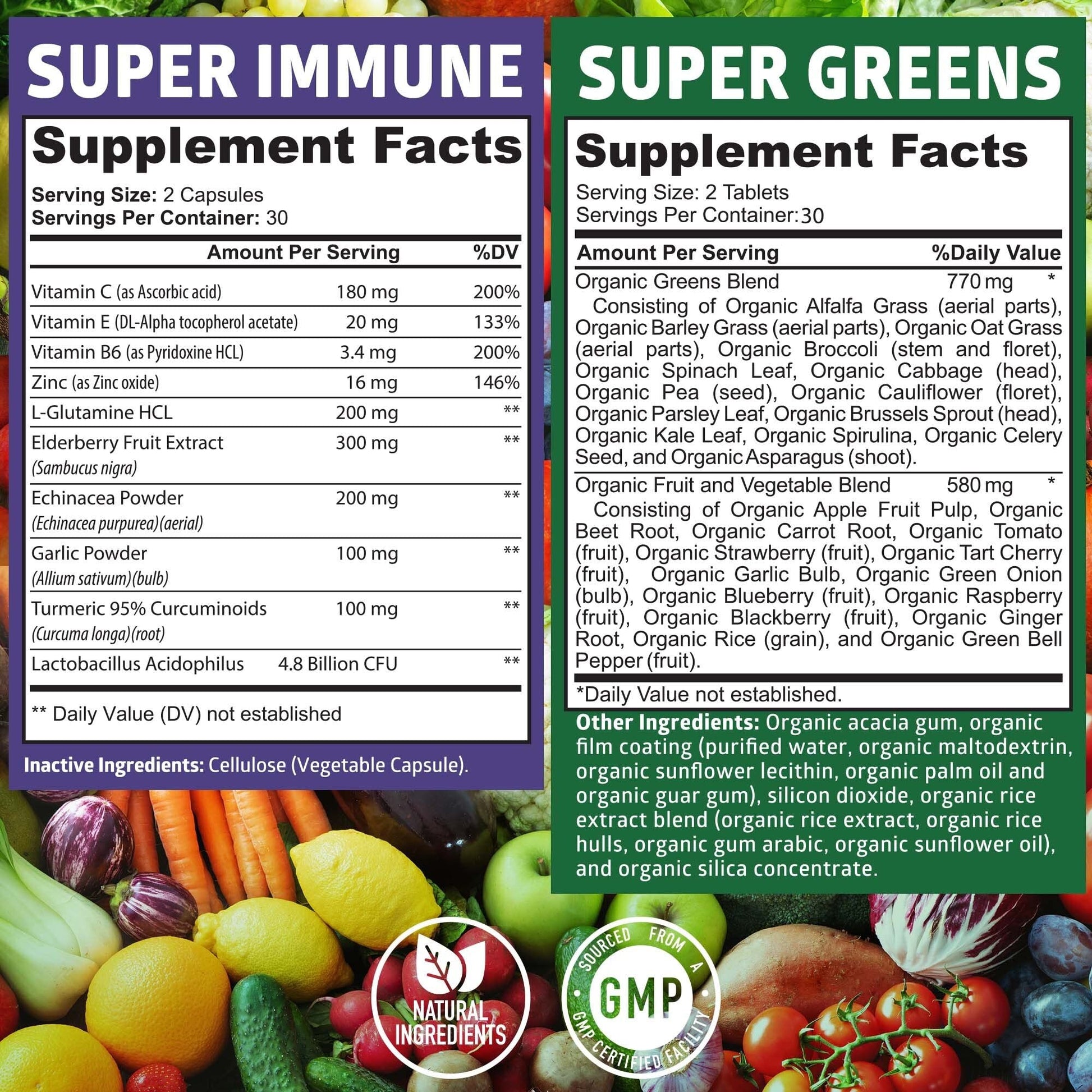 N1N Premium Organic Super Fruits & Veggies + Immune Support [38 Powerful Ingredients], Natural Super Greens Supplement with Alfalfa, Vitamins & Minerals, Zinc, Turmeric and Probiotic, 120 Caps Number One NutritionAu supplements