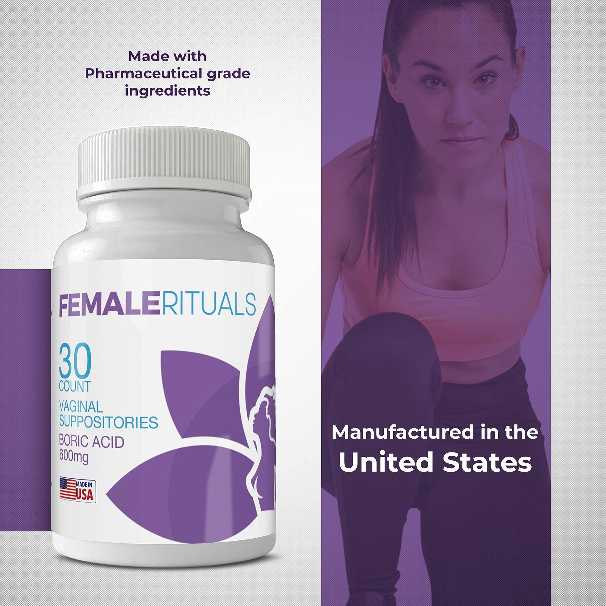 FEMALE RITUALS - Vaginal Moisturizer Boric Acid Suppositories for PH Balance - Bad Odors FEMALE RITUALSAu supplements