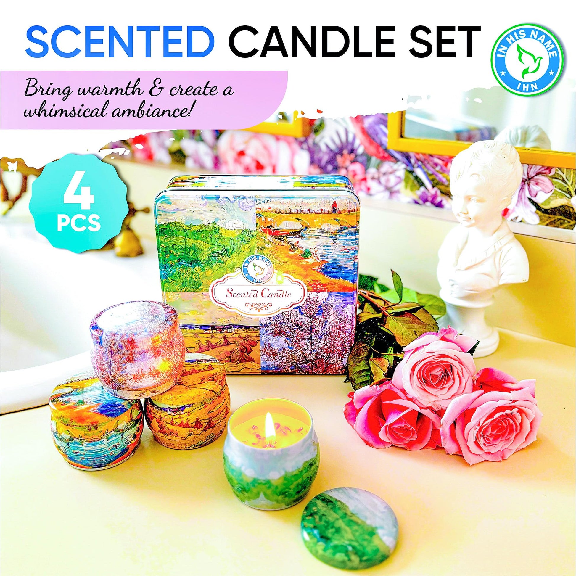 Scented Candles Gift for Women, 4 Pack, Reusable Tin Box, Luxury Candles for Home In His NameAu supplements