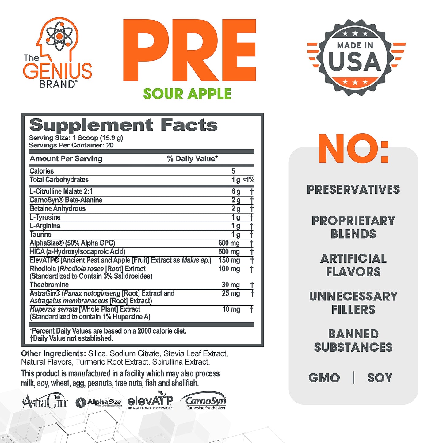 Genius Pre Workout Powder, Sour Apple, and Genius Micronized Creatine Monohydrate The Genius BrandUS supplements