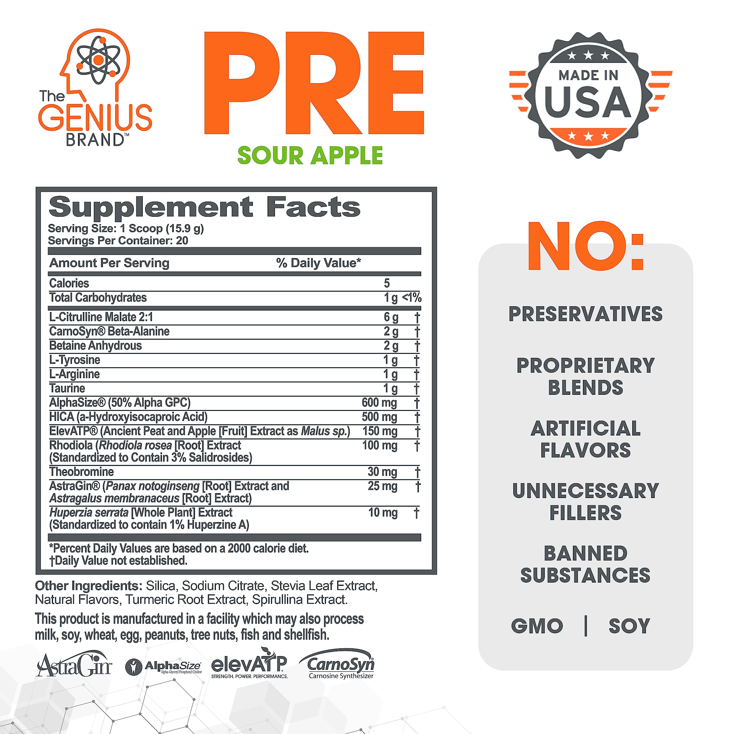 Genius Pre Workout Powder, Sour Apple, and Genius Micronized Creatine Monohydrate The Genius BrandAu supplements