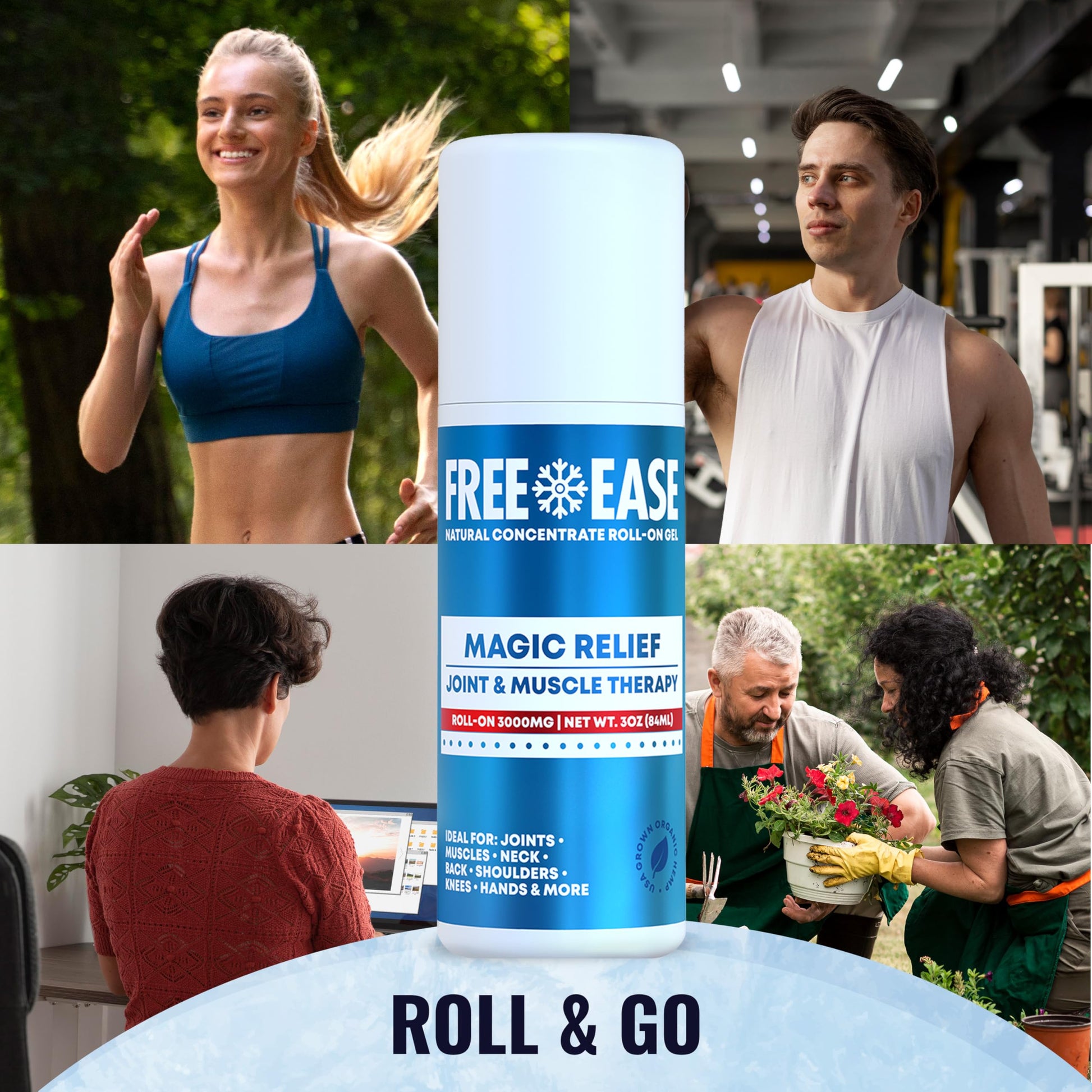 Free-Ease Magic Relief Roller – Nerve Joint and Muscle Pain Relief Roll On – Fast Cooling Therapy for Back, Neck, Shoulder, Knee Pain - Supports Joint Flexibility and Overall Mobility - Made in USA FREE EASEAu supplements