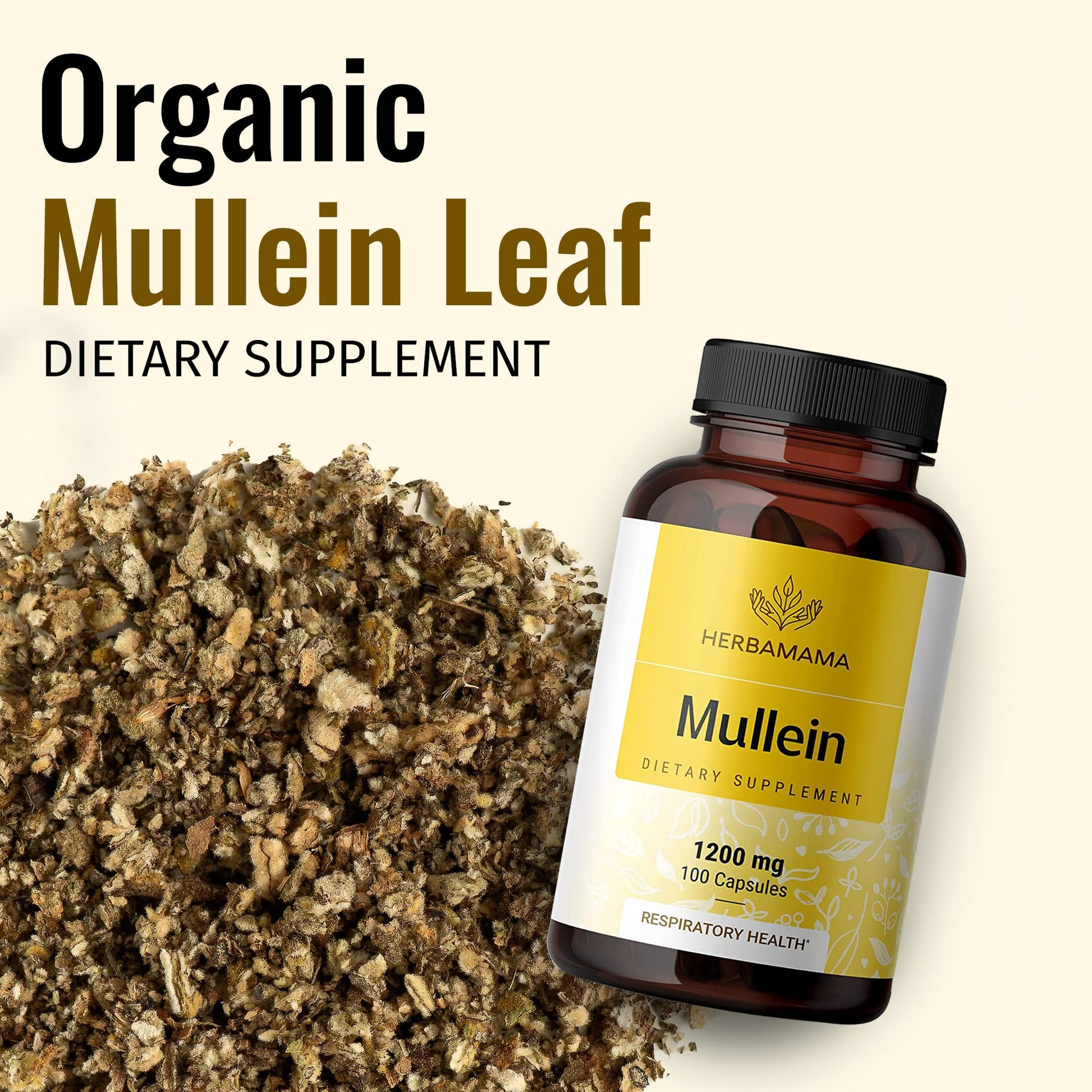 HERBAMAMA Mullein Leaf Capsules Respiratory Health - Organic Mullein Leaf Extract HERBAMAMAUS supplements