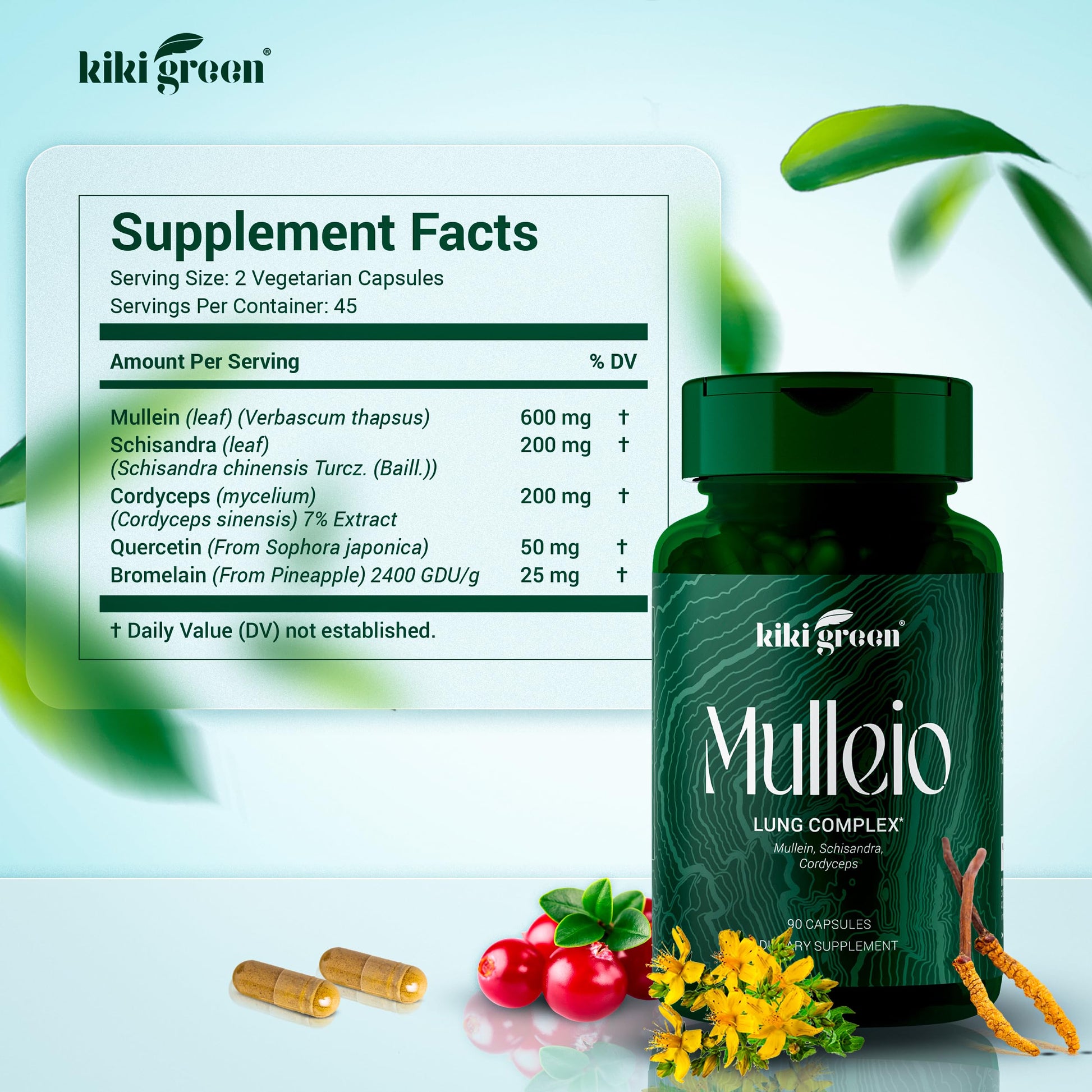KIKI Green MULLEIO Lung Health Capsules: Herbal Supplement for Lung Cleanse, Better KIKI GreenUS supplements