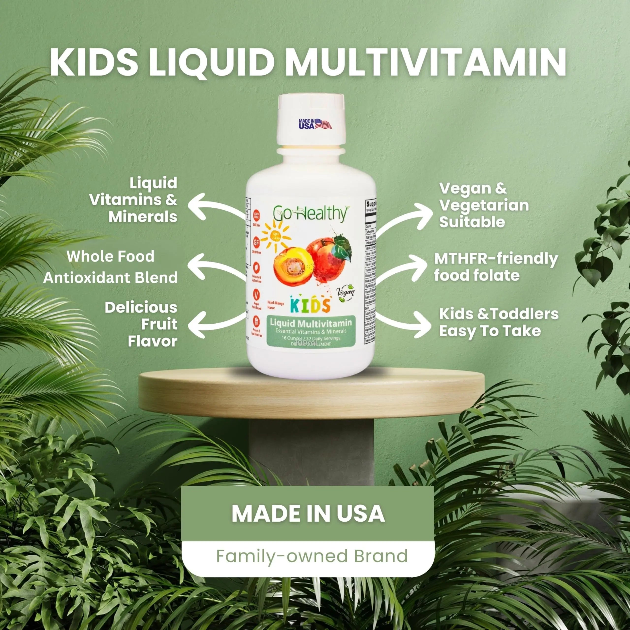 Go Healthy Kids Liquid Multivitamin | Immune Support | Kid Liquid Multivitamins | High Absorption | Vegan Vitamins | Kids Vitamins Multivitamin Go Healthy NaturalAu supplements