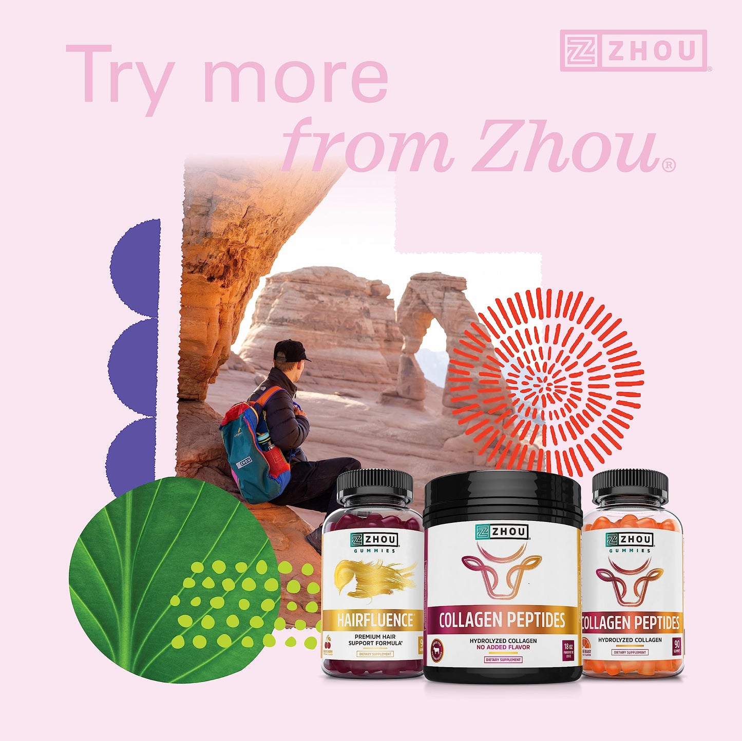 Zhou Hairfluence, Hair Growth Supplement with Biotin 5000mcg, Collagen, Keratin, Zhou NutritionUS supplements