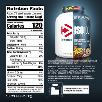 Dymatize ISO100 Hydrolyzed Protein Powder, 100% Whey Isolate, 25g of Protein, 5.5g DymatizeUS supplements