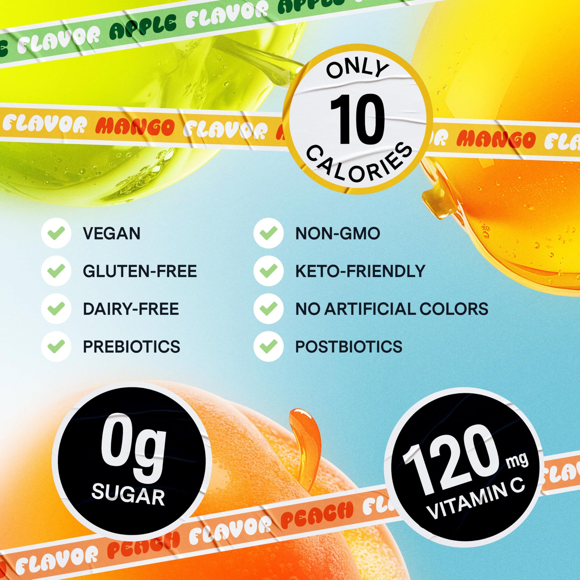 Dally Variety Pack [Mango, Peach & Apple] Drinkable Konjac Jelly 10 Pouches | 10-Calorie Keto, Gluten Free, Sugar Free Korean Fruit Snack | Prebiotics & Postbiotics for Skin, Immune, Weight Management DALLYAu supplements
