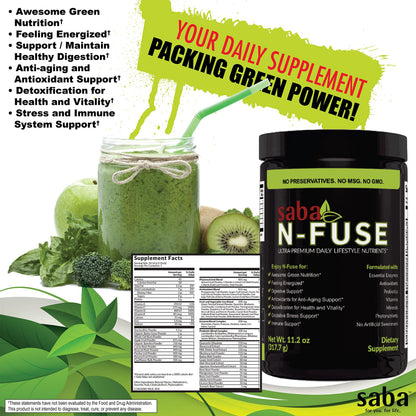 Saba N-Fuse-Whole Food Daily Nutrition,-Phytonutrients, Pre and Probiotics, Enzymes SabaUS supplements