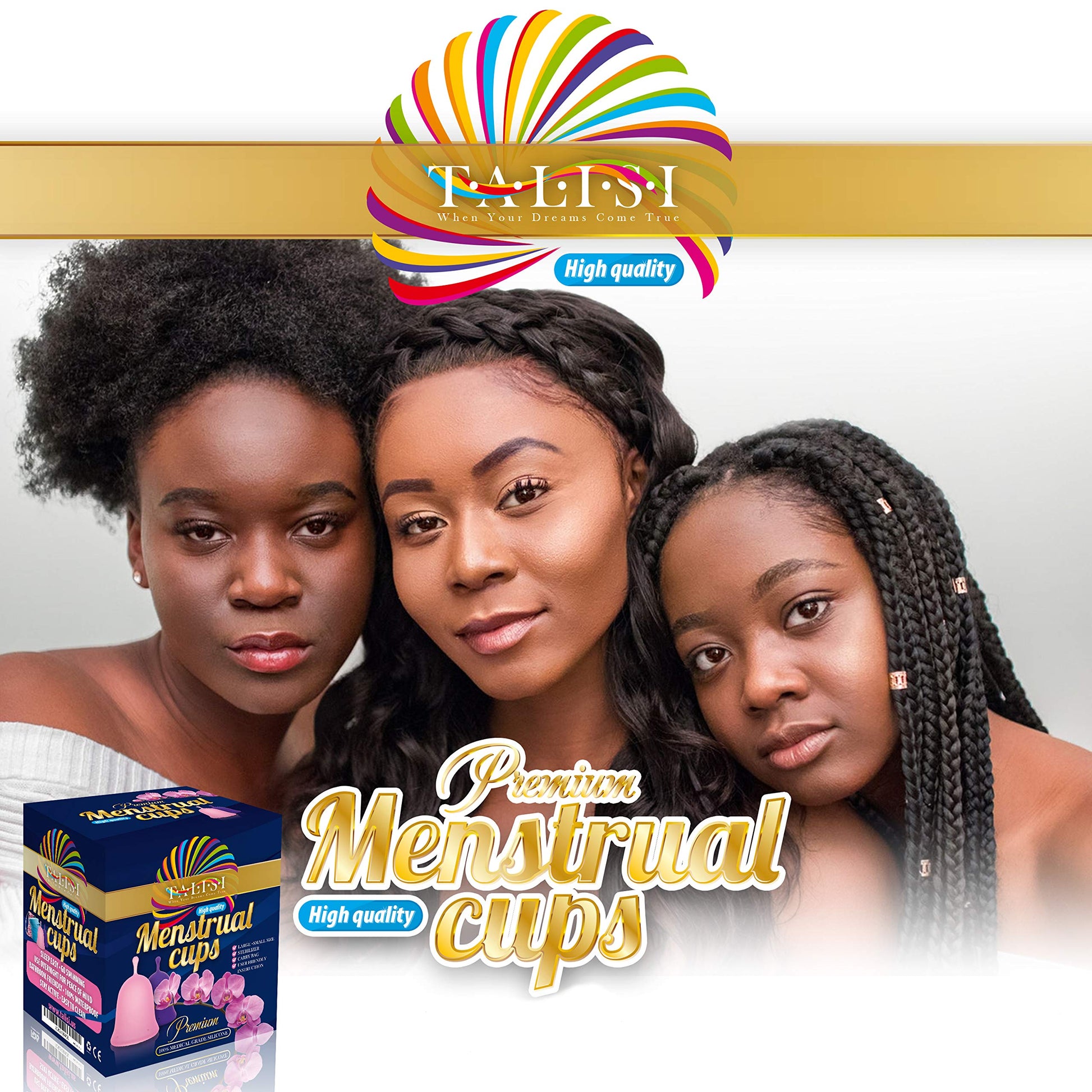 Talisi Menstrual Cups Set of 2 with Collapsible Silicone Sterilizer - Soft & Flexible Sensitive Feminine TALISI WHEN YOUR DREAMS COME TRUEAu supplements