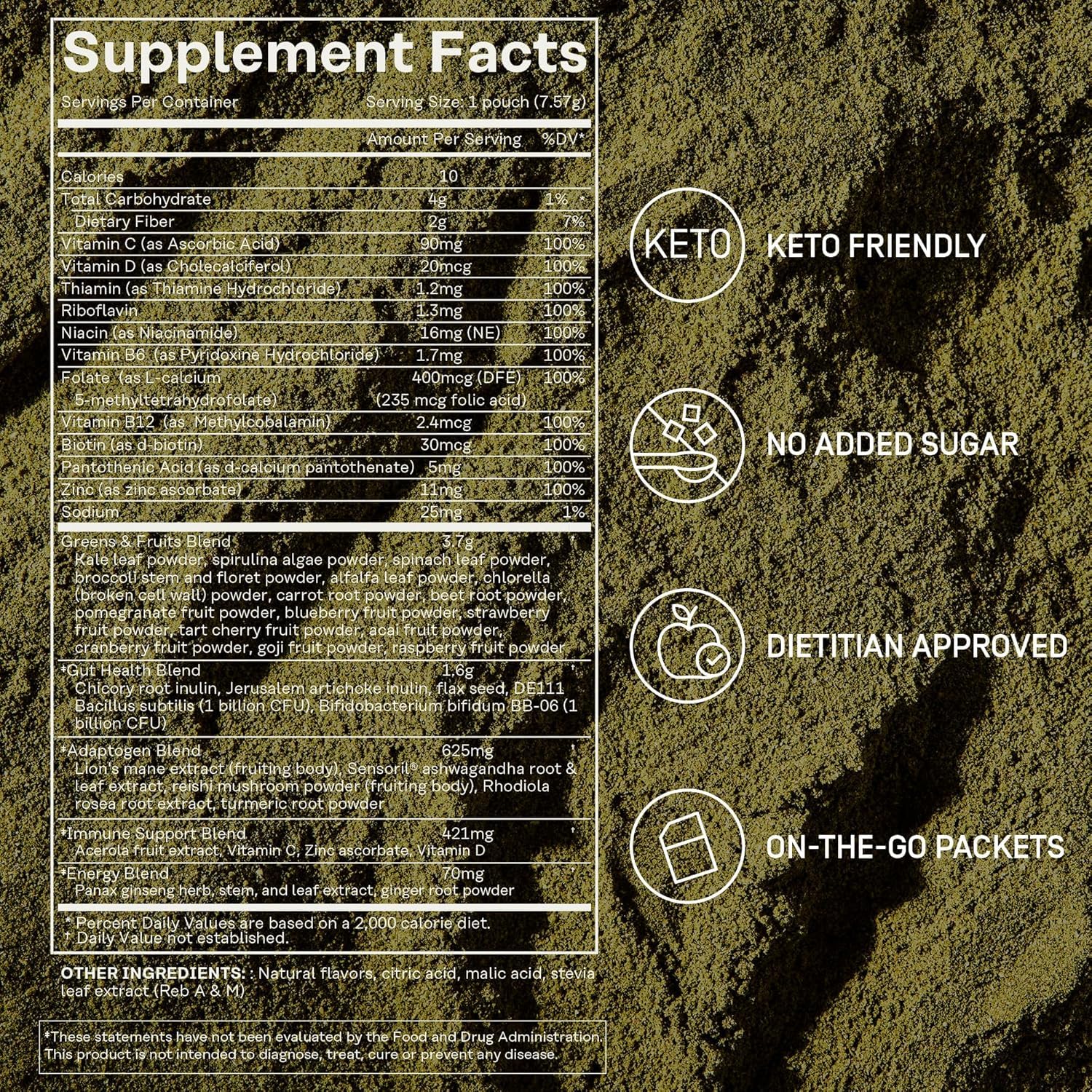 FACTOR FORM Daily Greens Superfood Powder | 5 Functional Blends for Gut Health, Energy & Immunity | Prebiotics, Probiotics, Adaptogens, B Vitamins (7 Servings, Individual Packets) FACTOR FORMAu supplements