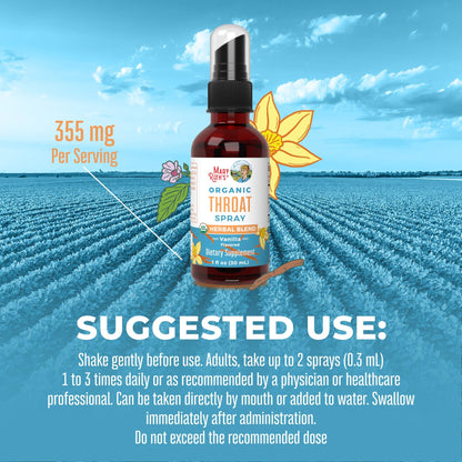 MaryRuth Organics USDA Organic Throat Spray with Mullein Leaf | Marshmallow Root & Licorice Root & Thyme Leaf | Vanilla | 4 Herbal Blend | Non-GMO | Vegan | Gluten Free | 1 Fl Oz | Up to 100 Servings MARYRUTH'SUS supplements