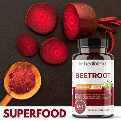 healblend Organic Nitric Oxide Beet Root Capsules 1300mg - Support Immune System healblendUS supplements