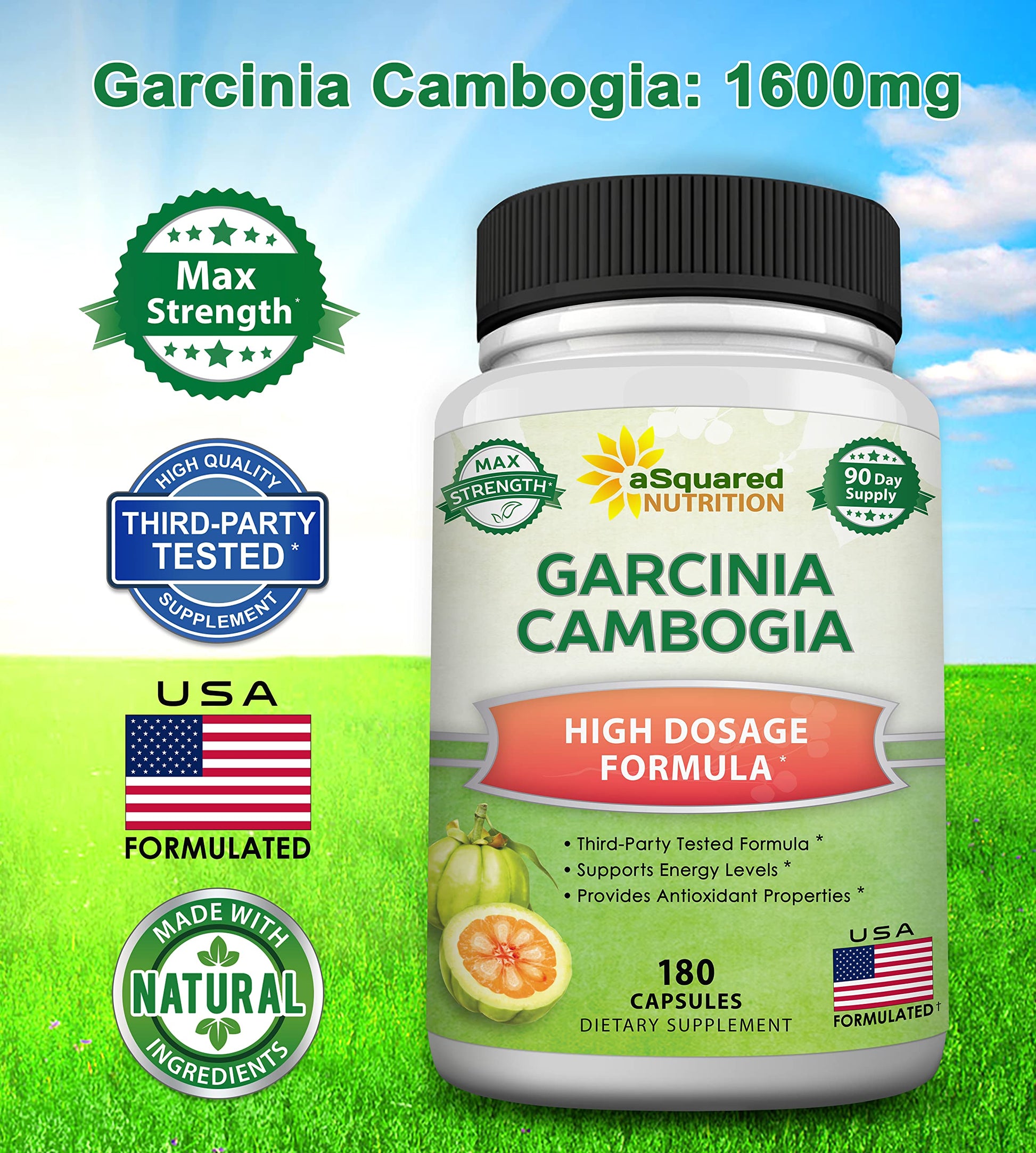 aSquared Nutrition Garcinia Cambogia 1600mg-180 Capsules-Natural Pure Extract Pills aSquared NutritionAu supplements