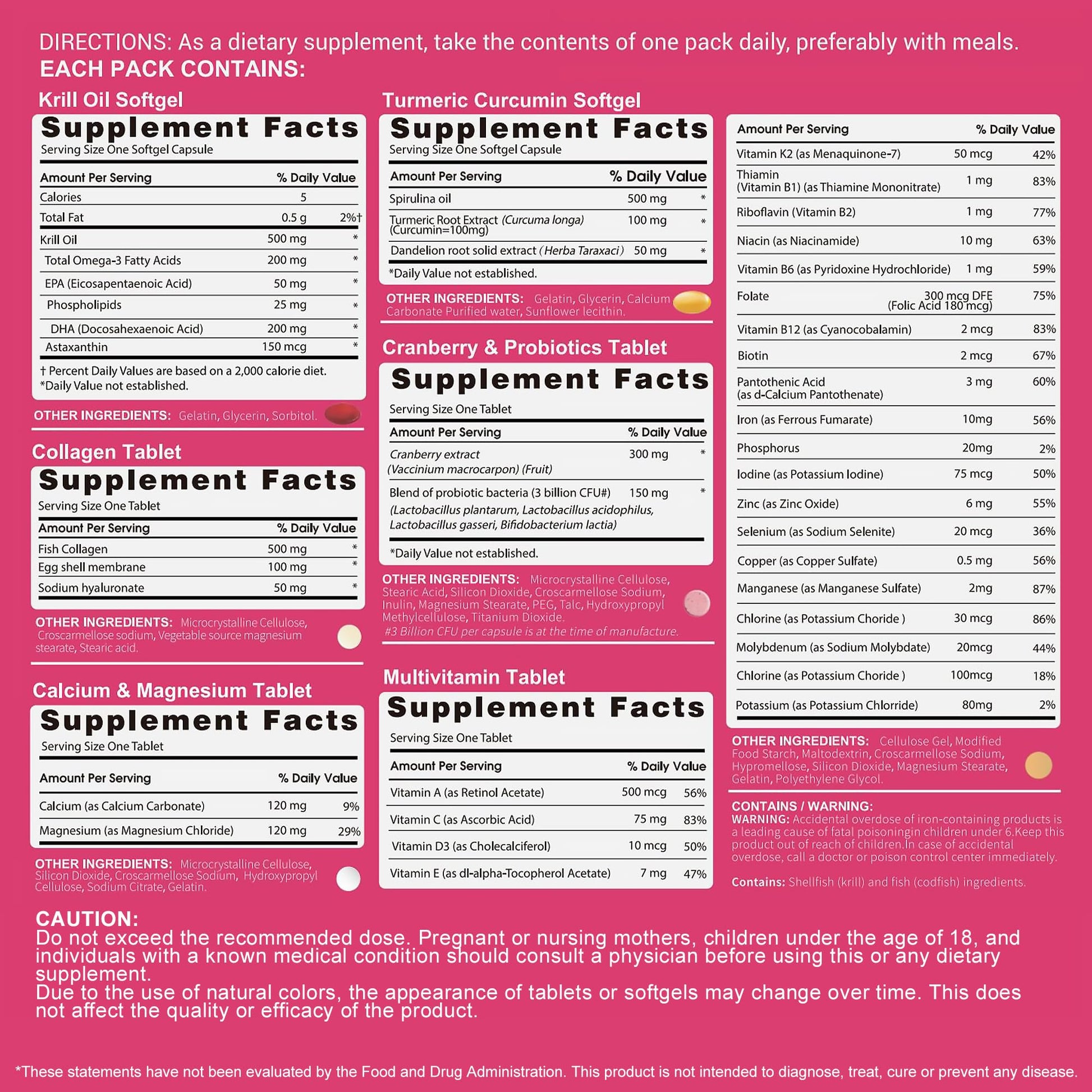 RevitaPlus Multivitamin for Women with Vitamin A,B,C,D3,E,K2,Biotin, Collagen,Krill Oil,Cranberries Supports Energy,Wellness,Beauty and Immune - Vitamin Packs for Women Health 30 Packs RevitaPlusAu supplements