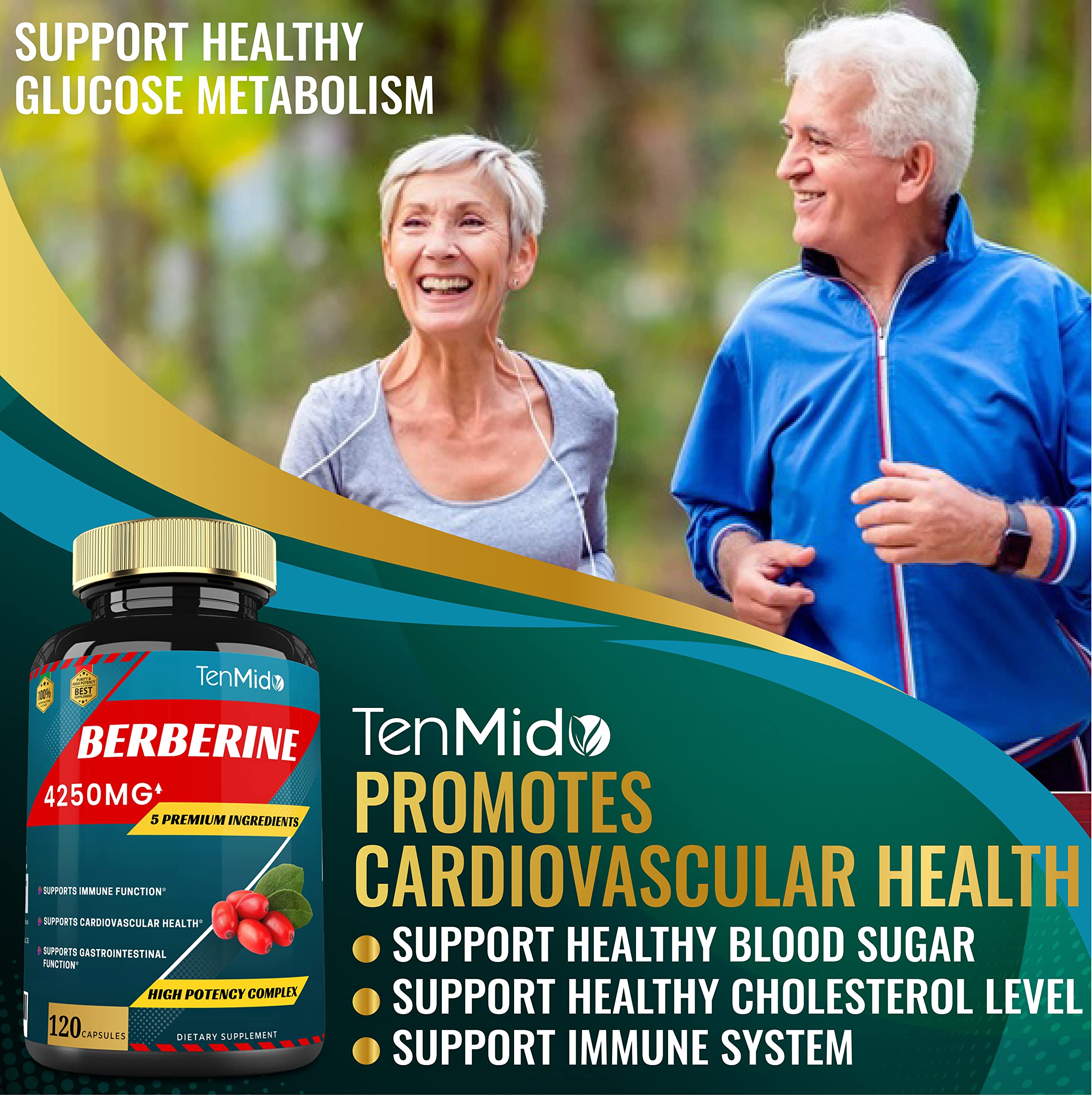 Berberine Extract Capsules 4250mg, 4 Months Supply & Ceylon, Milk Thistle, Turmeric TenmidoAu supplements