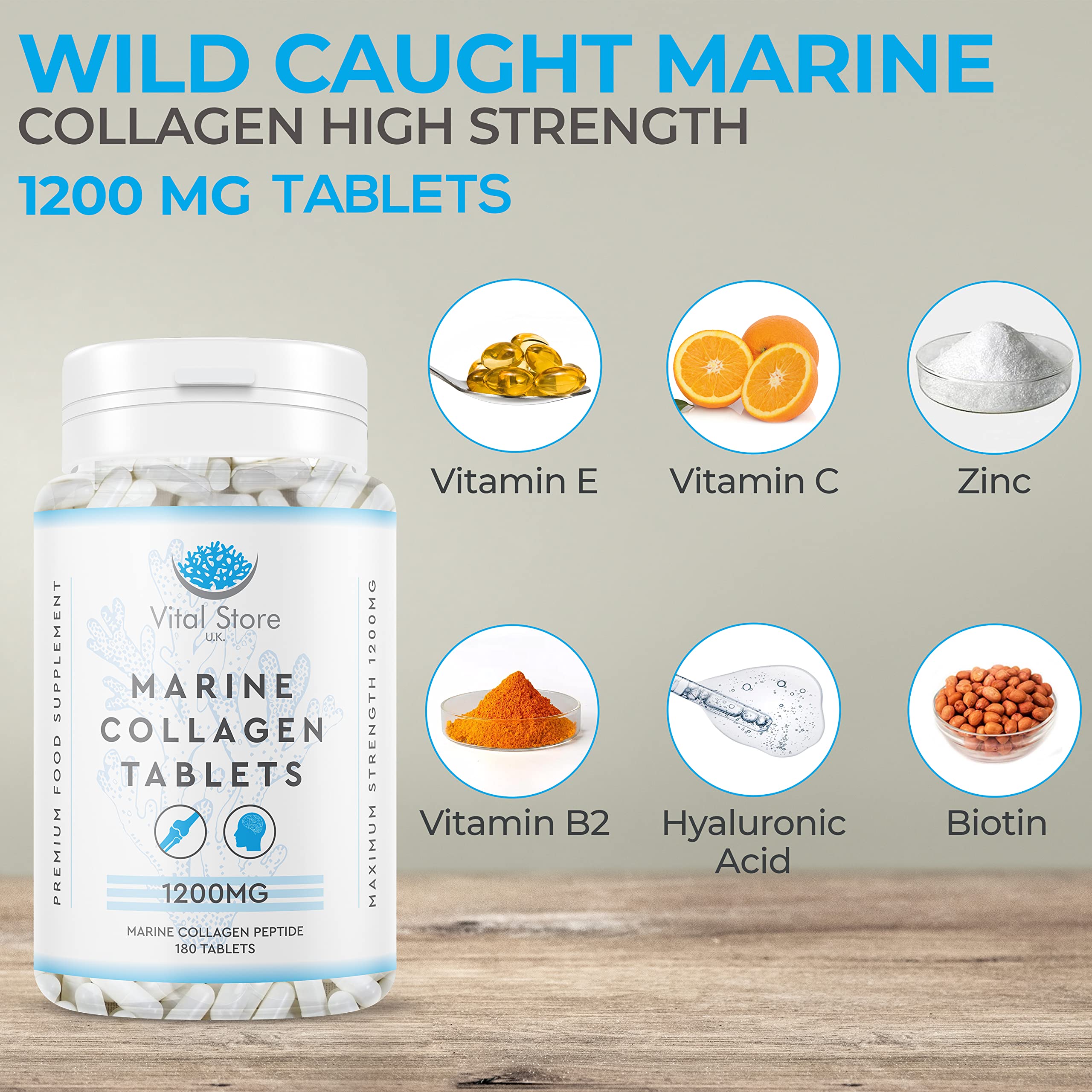 Marine Collagen Peptide Tablets 1200MG - 6 Month Supply - 180 High Strength Collagen Tablets My StoreAu supplements