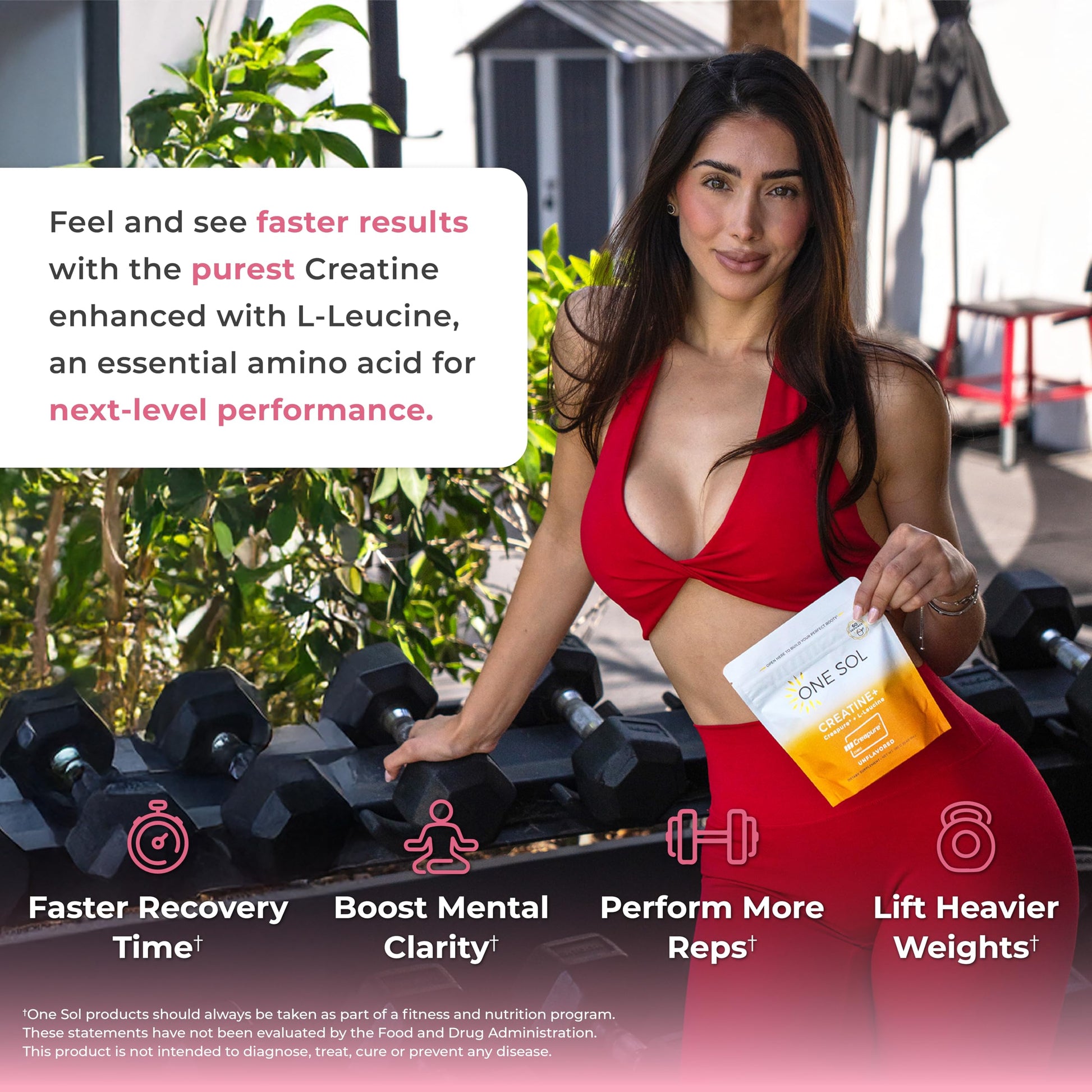 One Sol Creatine for Women, All Natural Women’s Creatine Powder w Creapure & Leucine, Increase Lean Muscle Mass, Reduce Recovery Time, Promotes Brain & Bone Health (Unflavored, 60 Servings) One SolAu supplements
