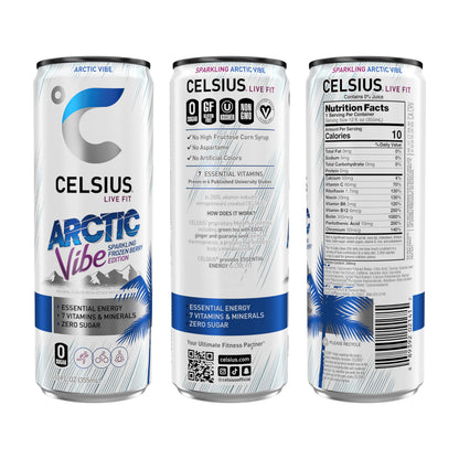 CELSIUS Arctic Vibe Sparkling Frozen Berry, Functional Essential Energy Drink, 12 Fl Oz CELSIUSUS supplements