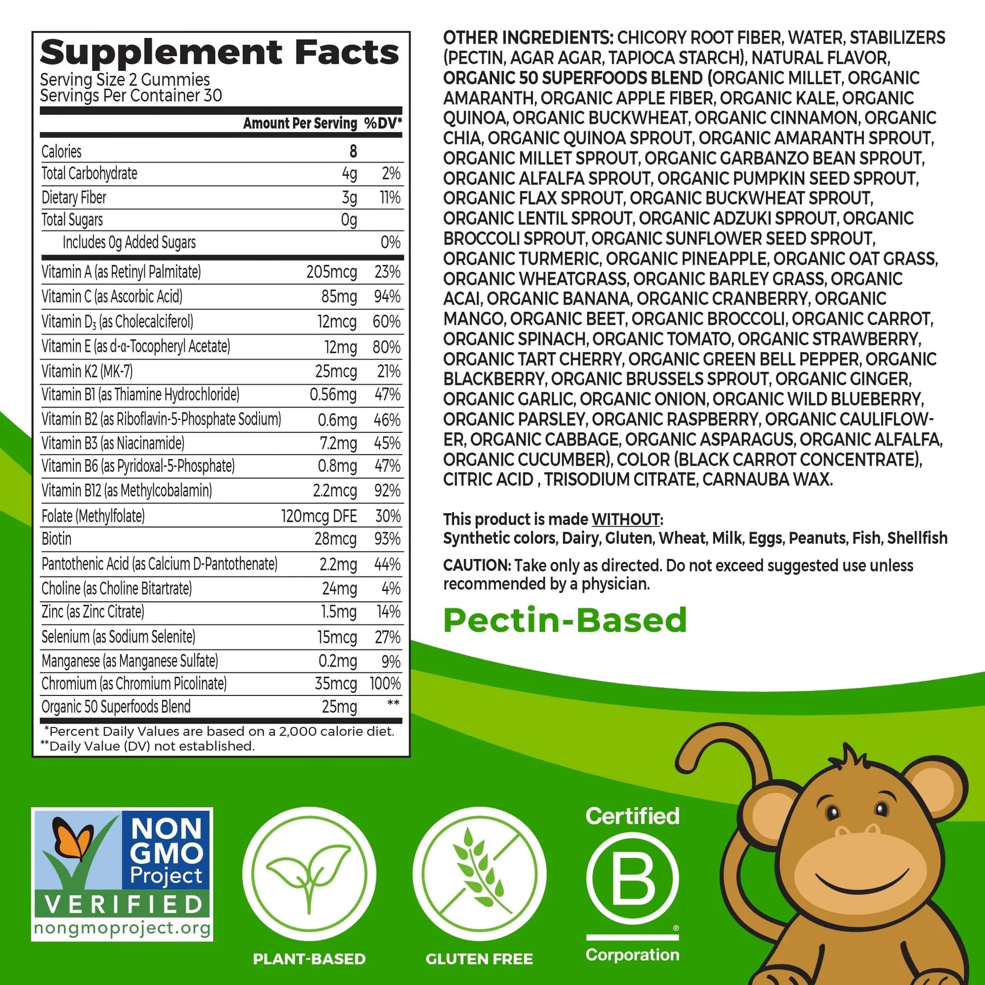Orgain Kids Sugar Free Multivitamin Gummies, Vegan & Plant Based, 50 Superfoods, 15 Vitamins and Minerals, Immune Support and 3g of Fiber OrgainAu supplements