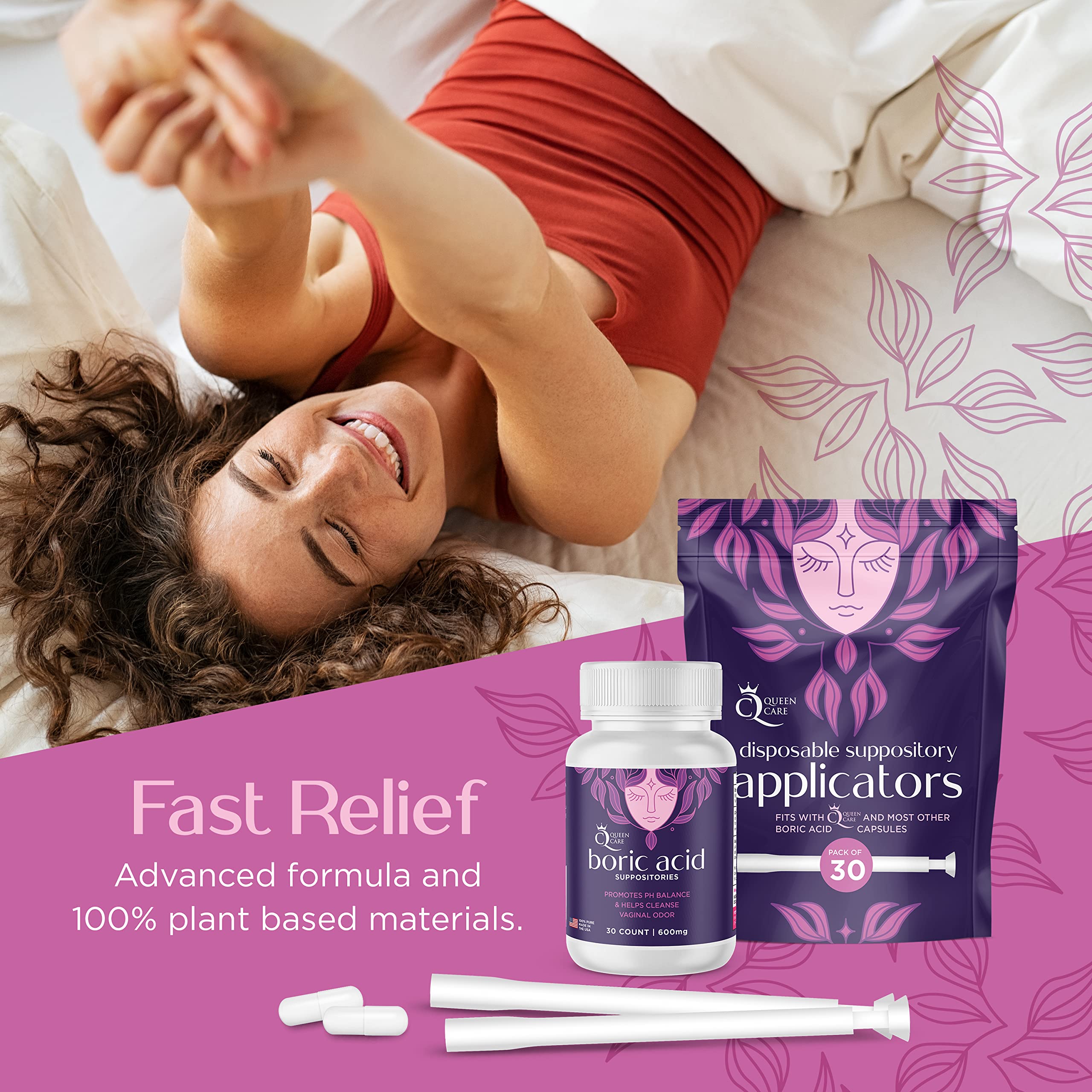 Queen Care - Boric Acid Suppositories & Applicators, Complete Feminine Care, PH Balance for Women Queen CareAu supplements