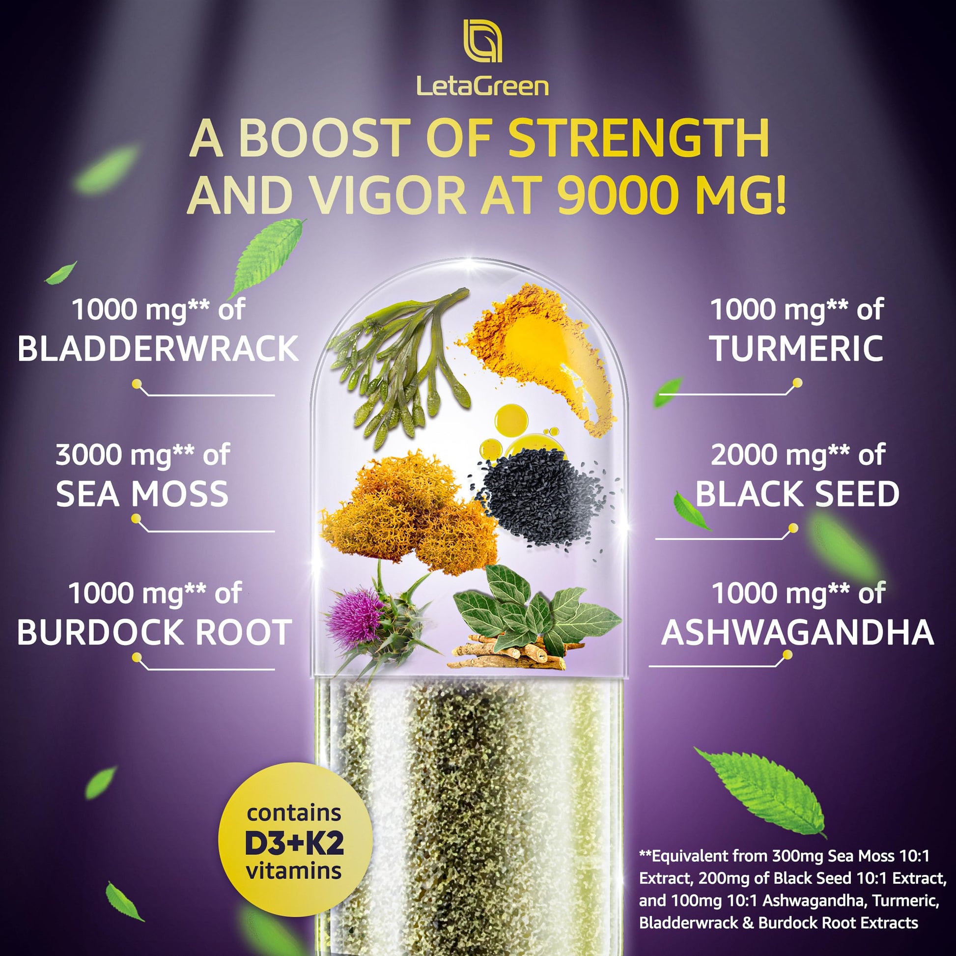 LetaGreen Ocean Wild Sea Moss Capsules - 120 Black Seed Oil Sea Moss Pills LetaGreenUS supplements
